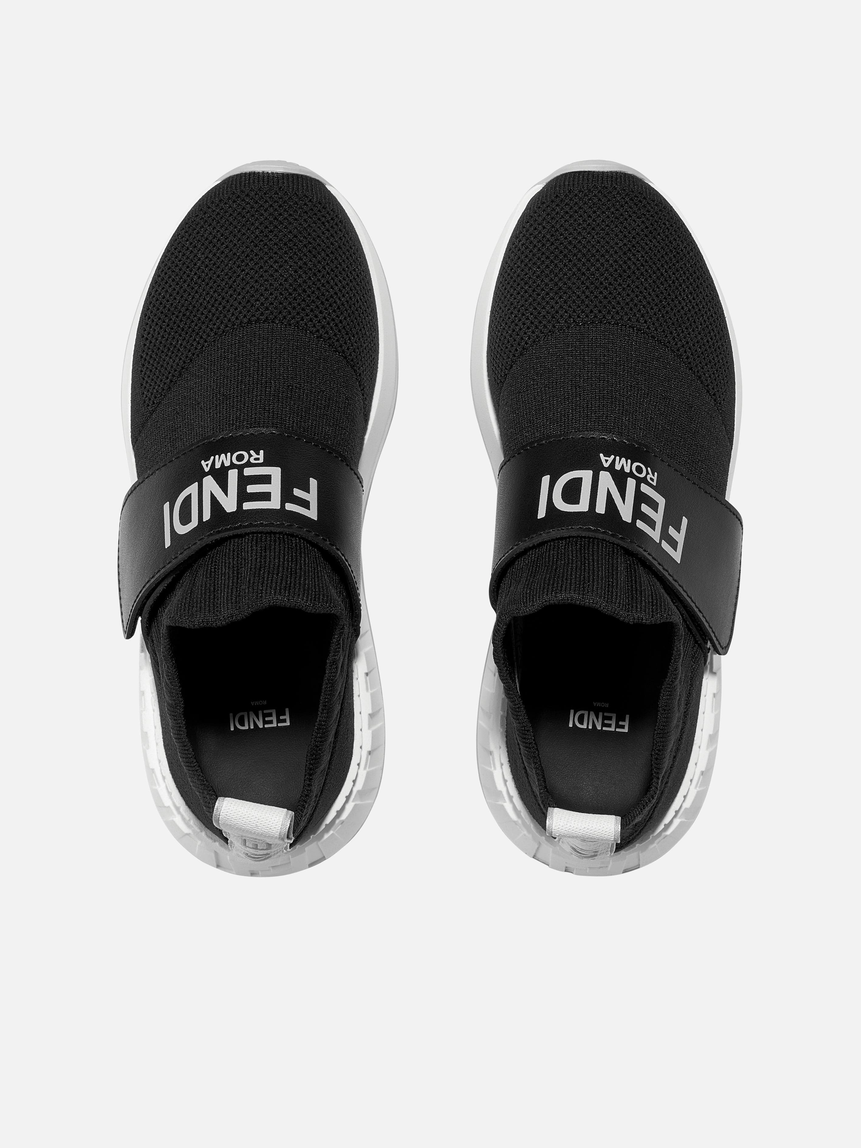 Fendi Kids Logo Slip On Trainers in Black High-End