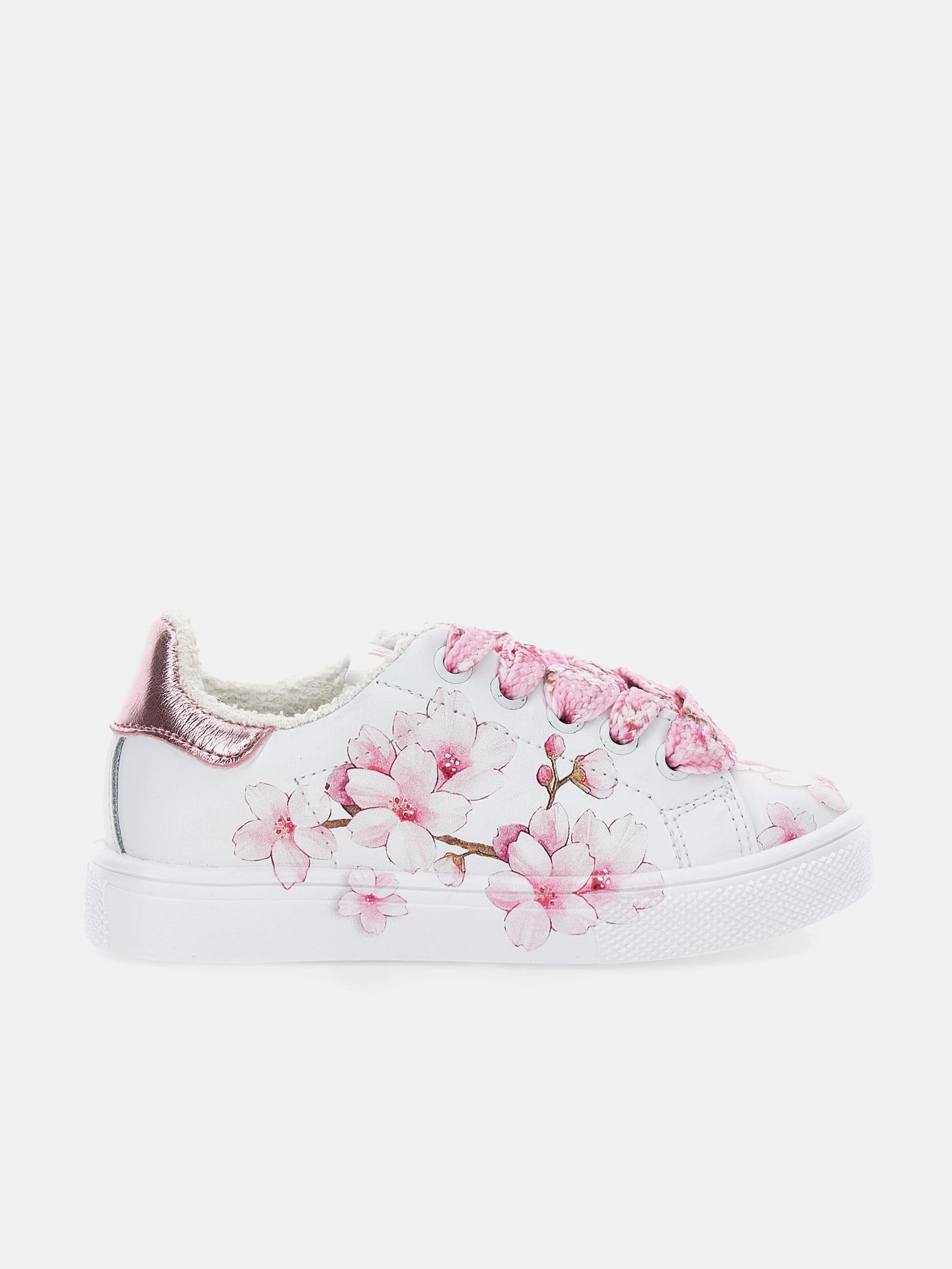 Detachable Strap Girls Leather Peach Blossom Trainers in White Fitness-enhancing discount Only A Few Left