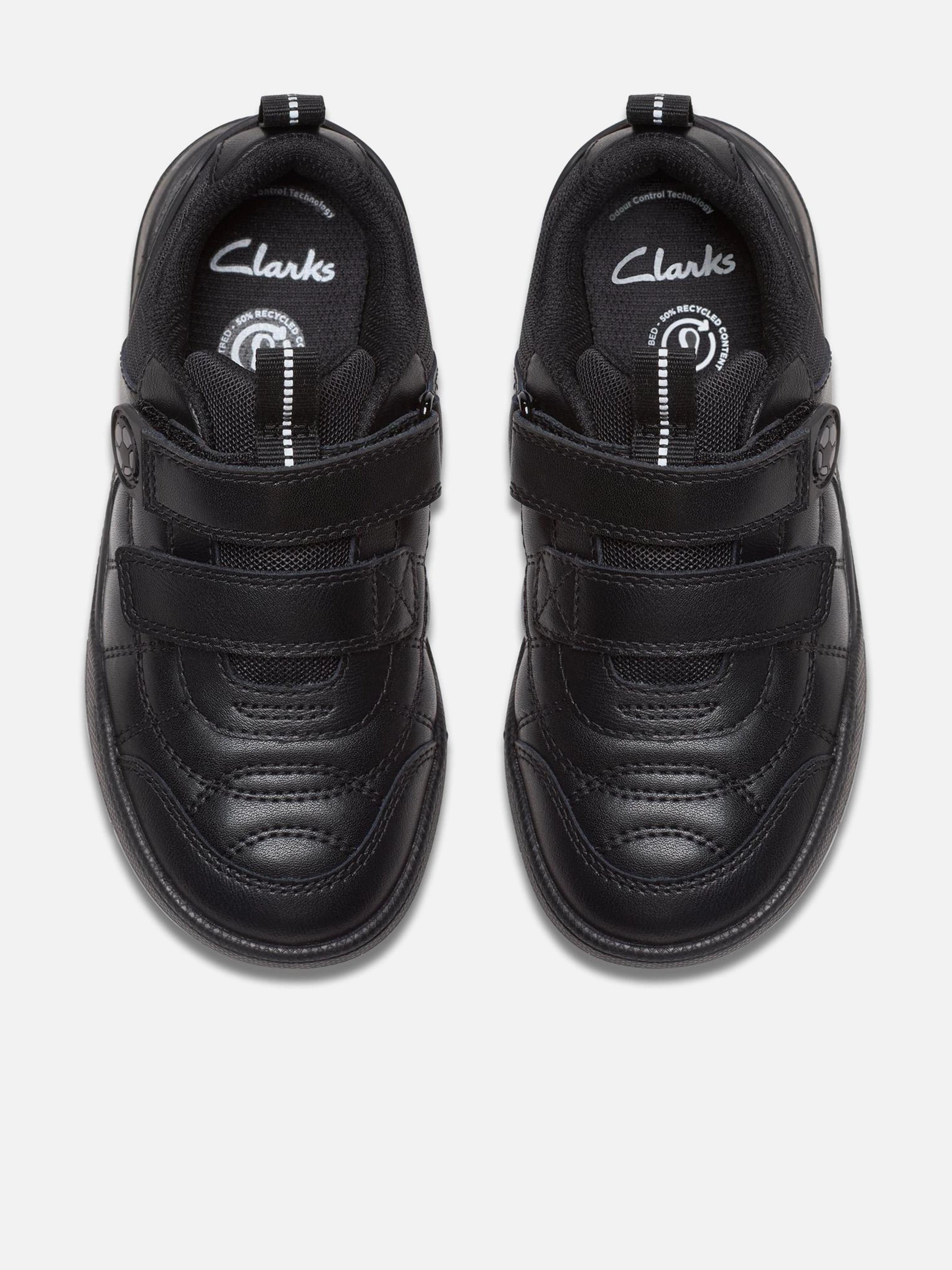 Clarks Boys Leather Laser Cross Trainers in Black Tap To View