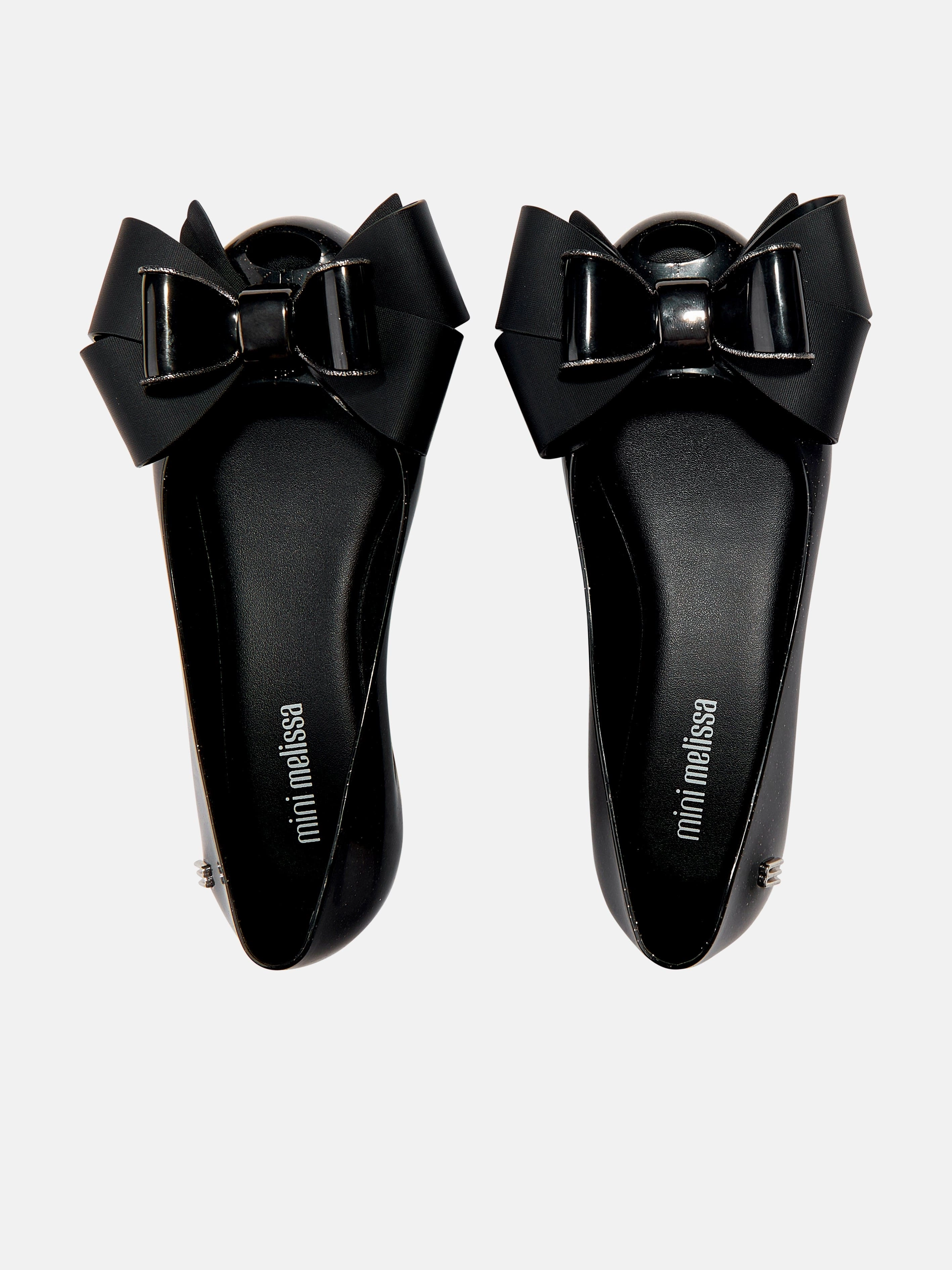 Ready To Ship, WomenS Evening Clutch, Compact Mini Melissa Girls Mini Ultragirl Fab Bow Ballerinas in Black