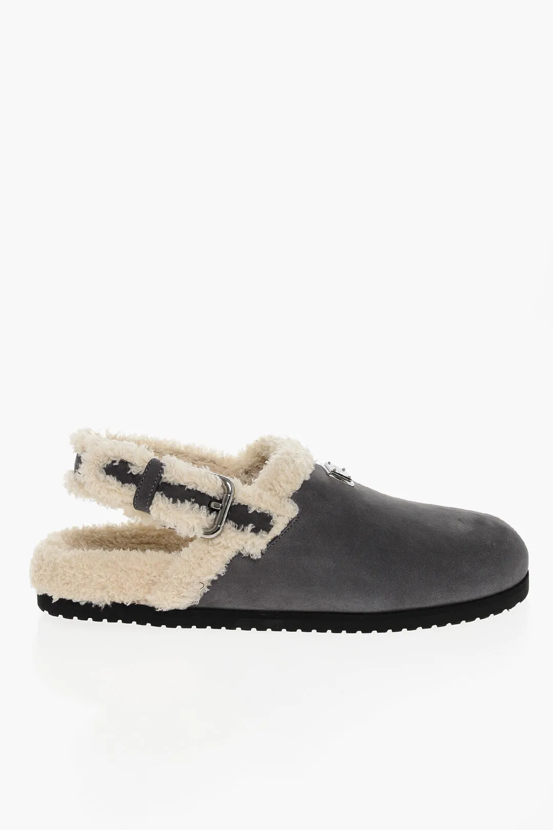 Dolce & Gabbana Slingback Suede Mules With Faux-Fur Padding
