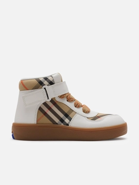 Boho Durable material deal Burberry Kids Sheldon Check Trainers in White Mobile app deal