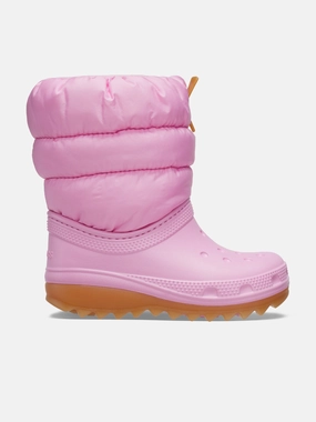 Durable material deal Crocs Girls Classic Neo Puff Boots in Pink Maximum purchase deal Elegant, Water-Resistant