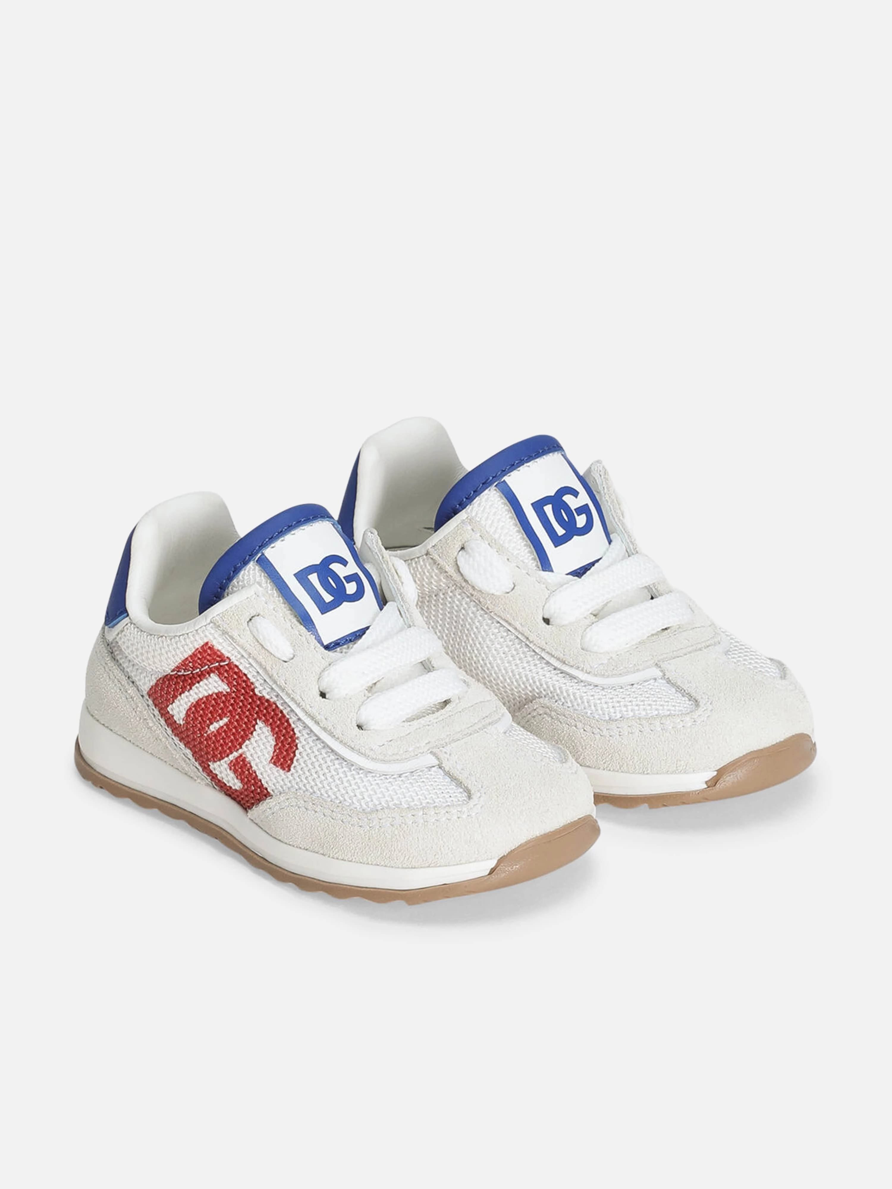 Boys Mixed Material DG Cushion Trainers in White Secure Fit