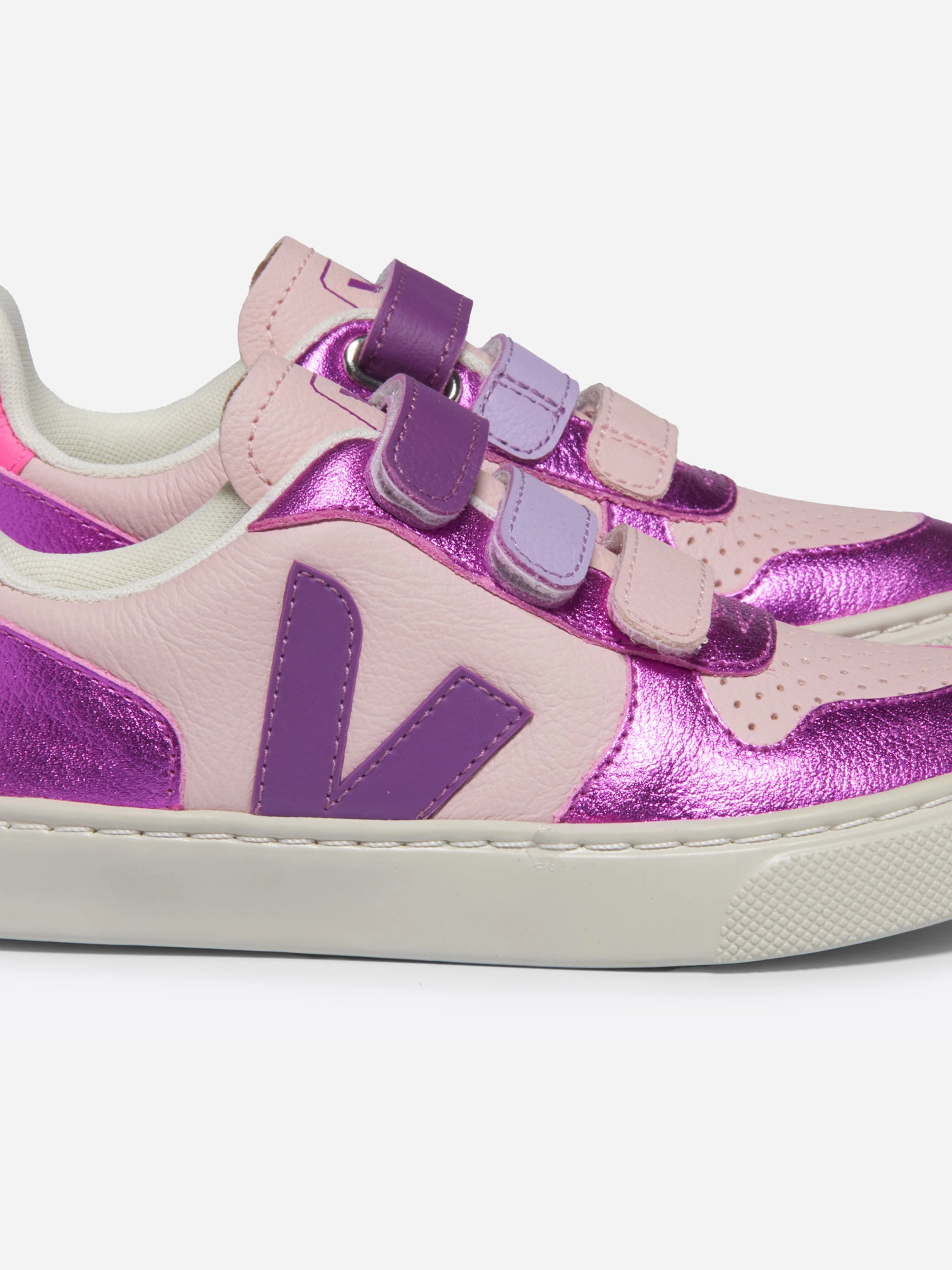 Top Seller This Week, Detachable Strap, Made For Adventure Veja Girls V-10 Leather Traners in Purple