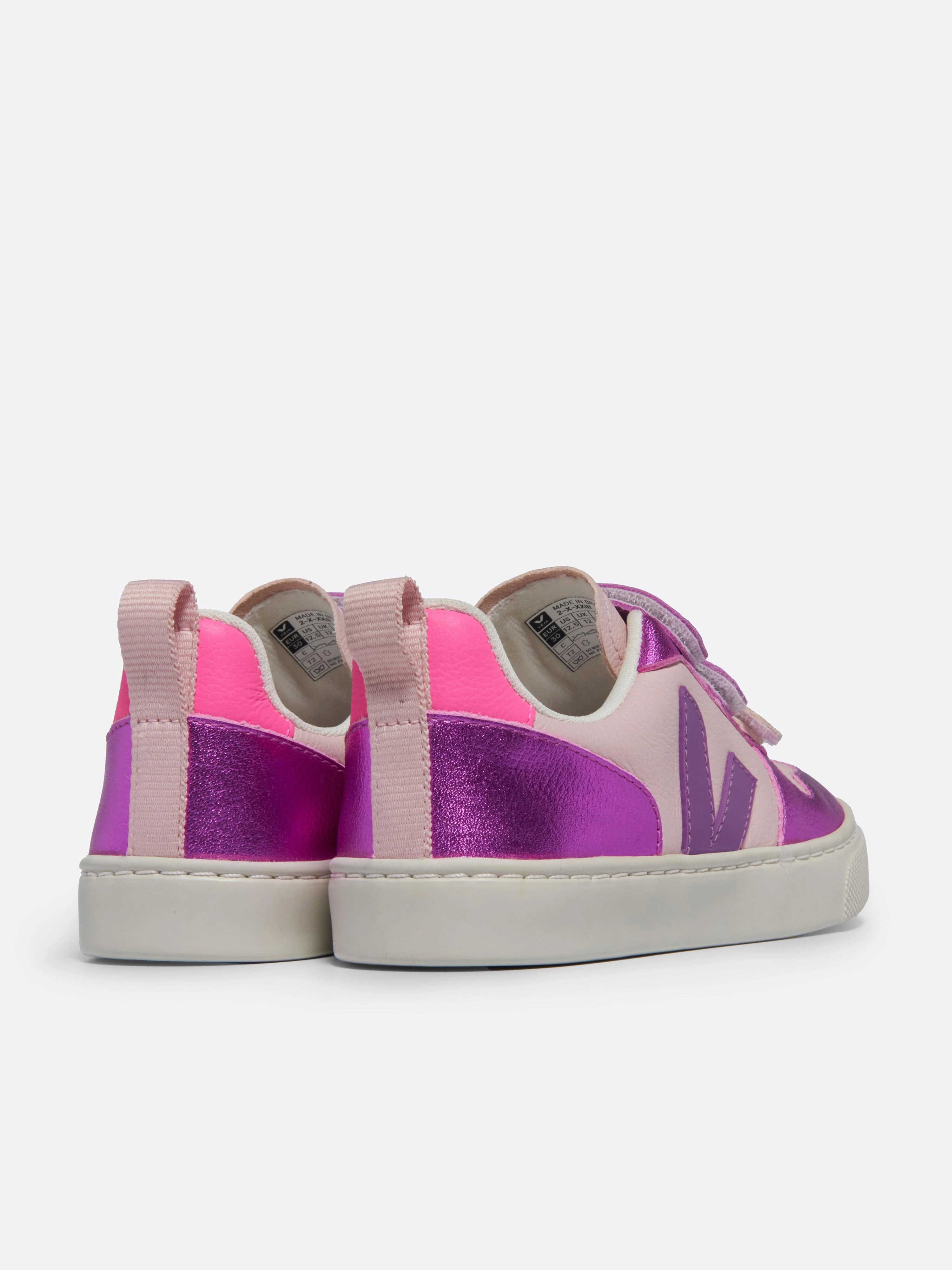 Fast & Secure Checkout, Soft Touch Feel Veja Girls V-10 Leather Traners in Purple