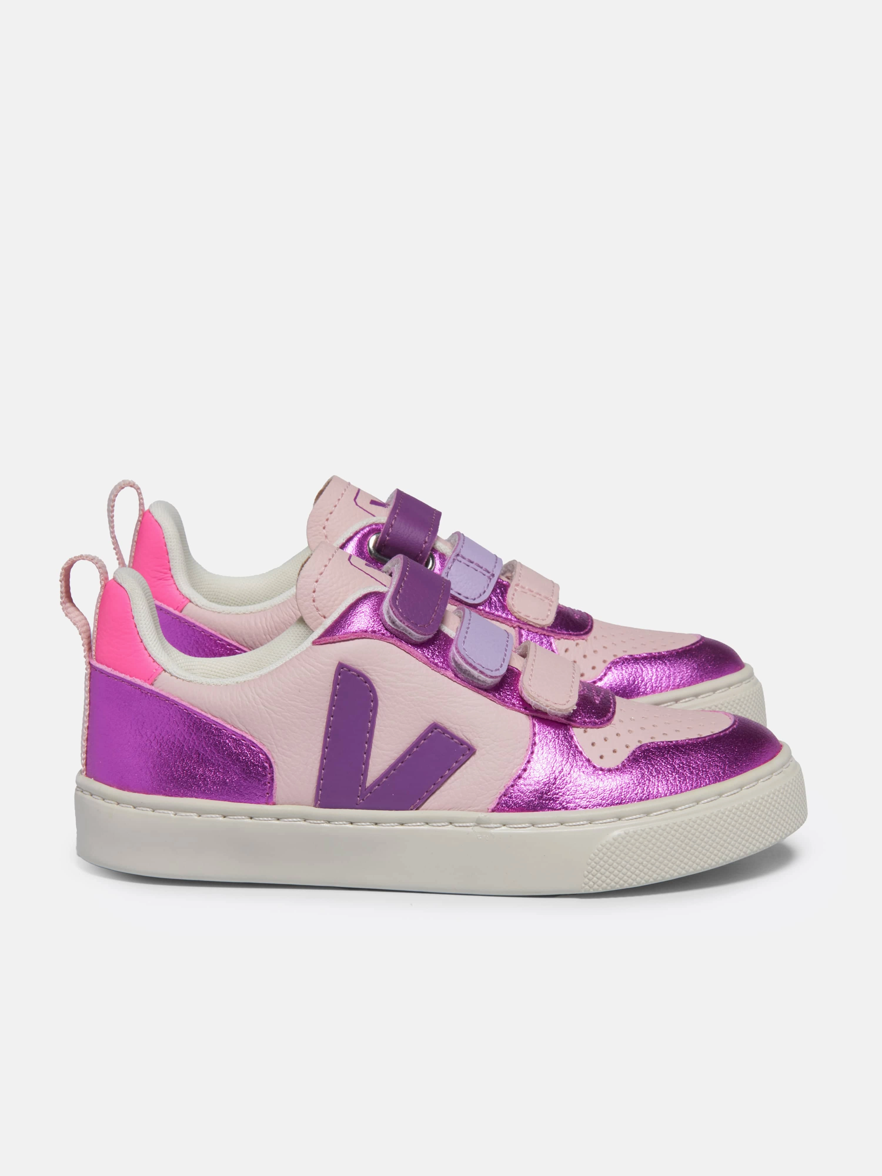 Veja Girls V-10 Leather Traners in Purple Tote Bag With Laptop Compartment