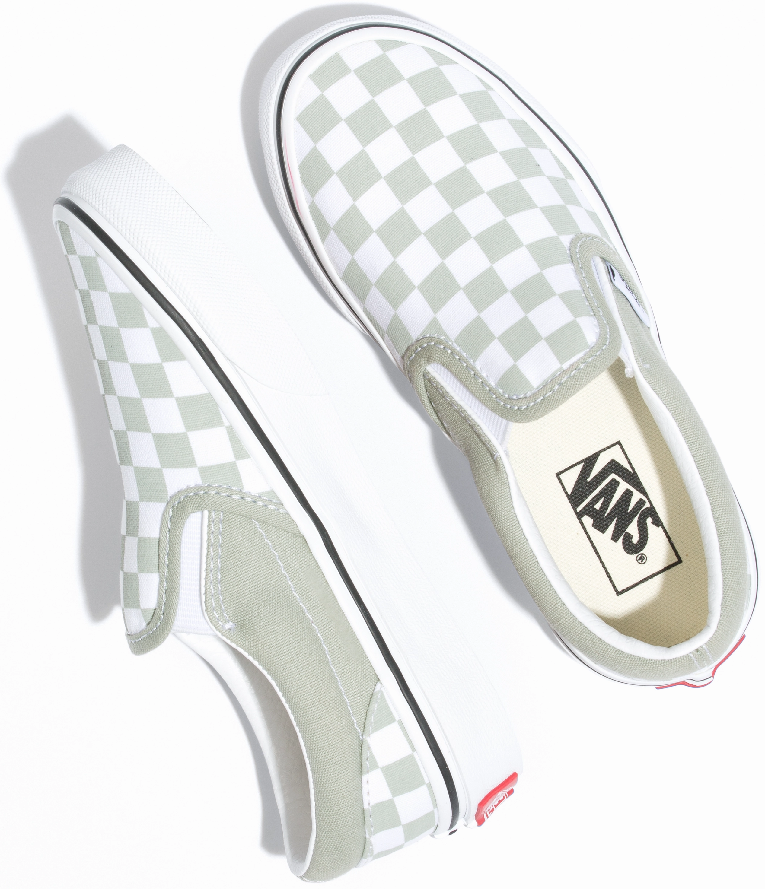 Versatile Functionality, Textile Vans Kids Classic Slip-On Checkerboard Desert Sage