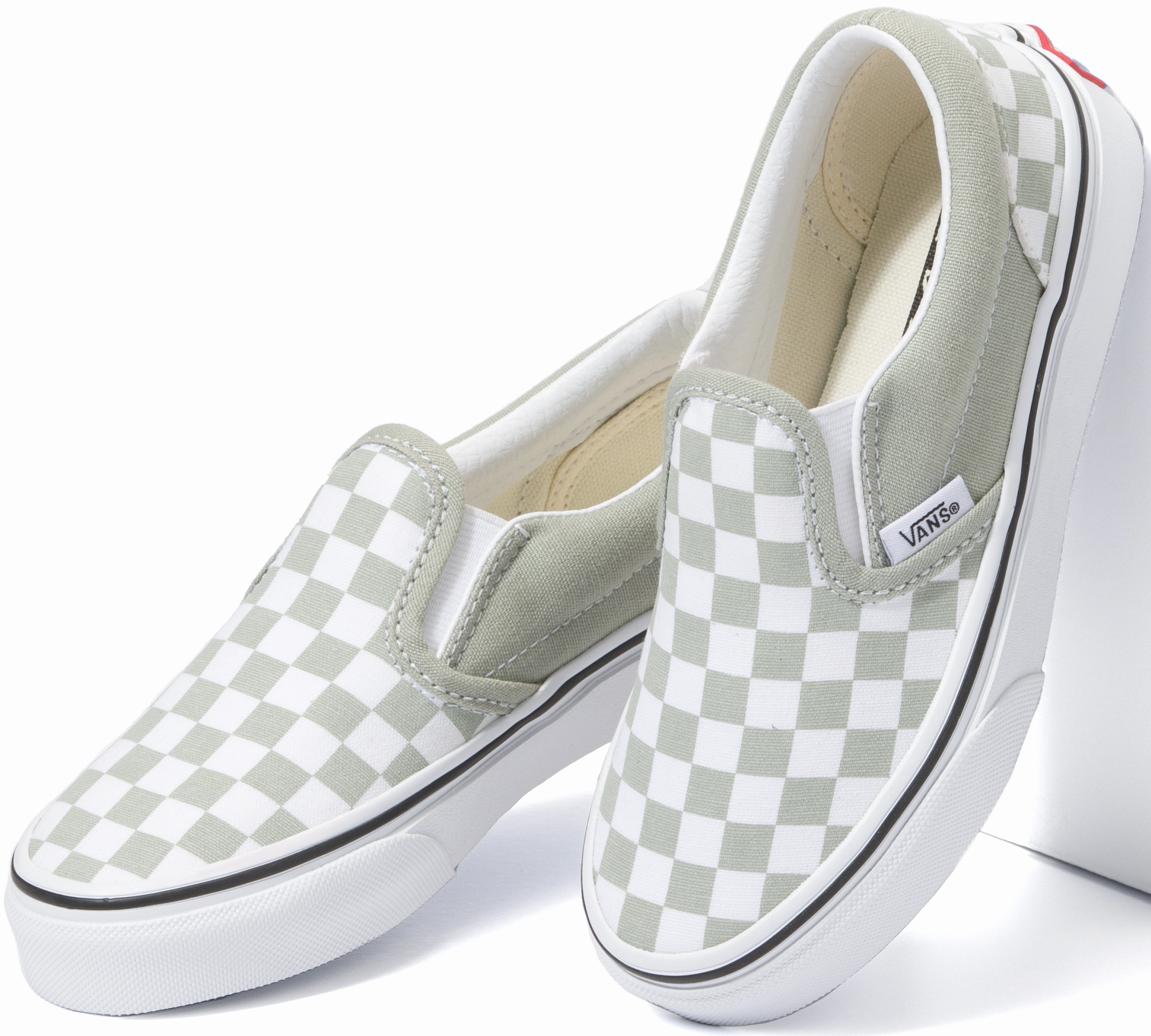 Vans Kids Classic Slip-On Checkerboard Desert Sage Sustainable