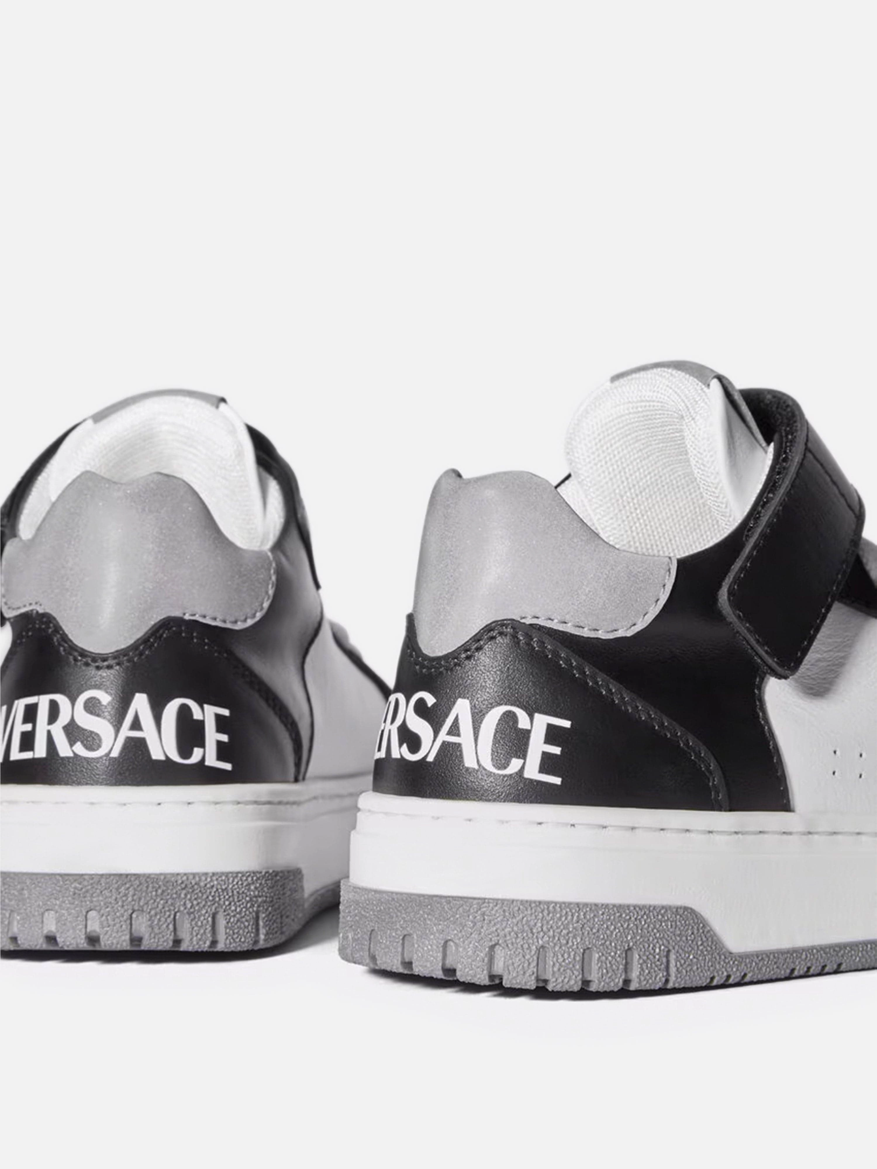 Patent Leather Versace Kids Leather Low Top Trainers in White Luggage Strap