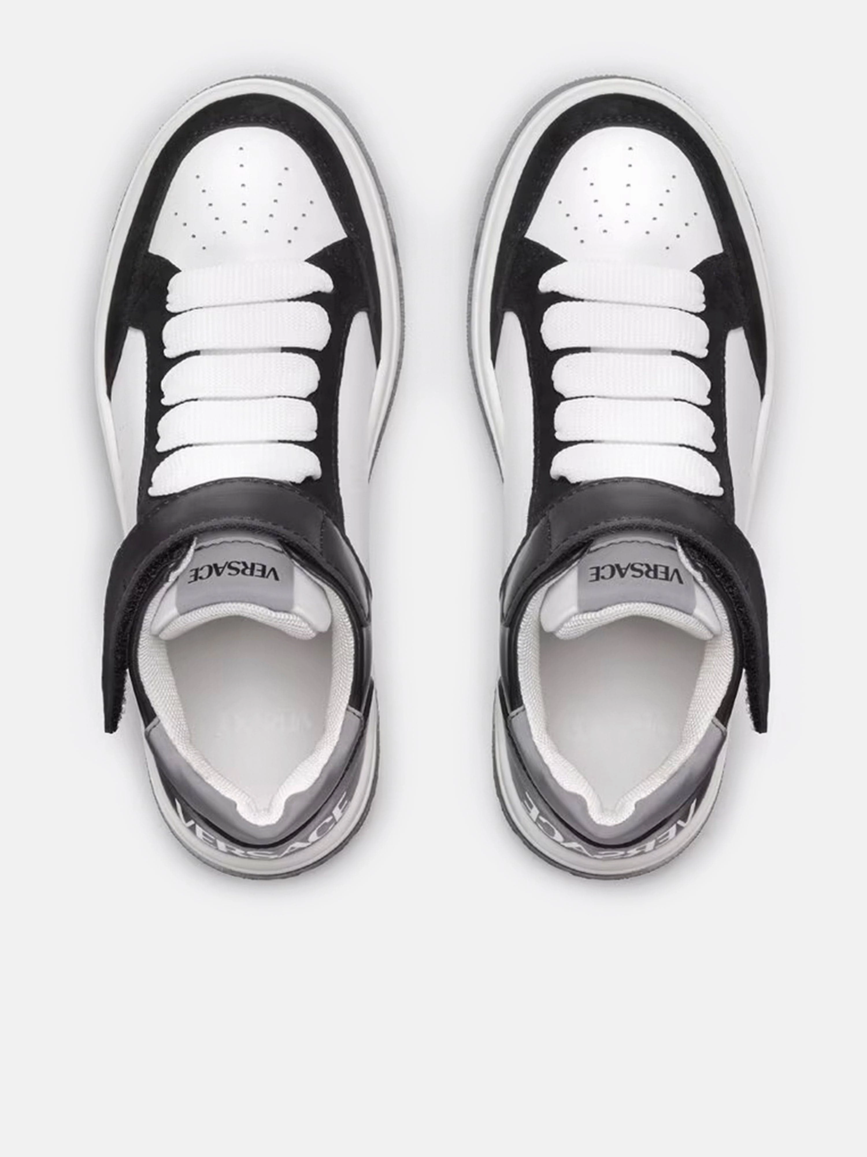 Versace Kids Leather Low Top Trainers in White Vegan Leather Shoulder Bag