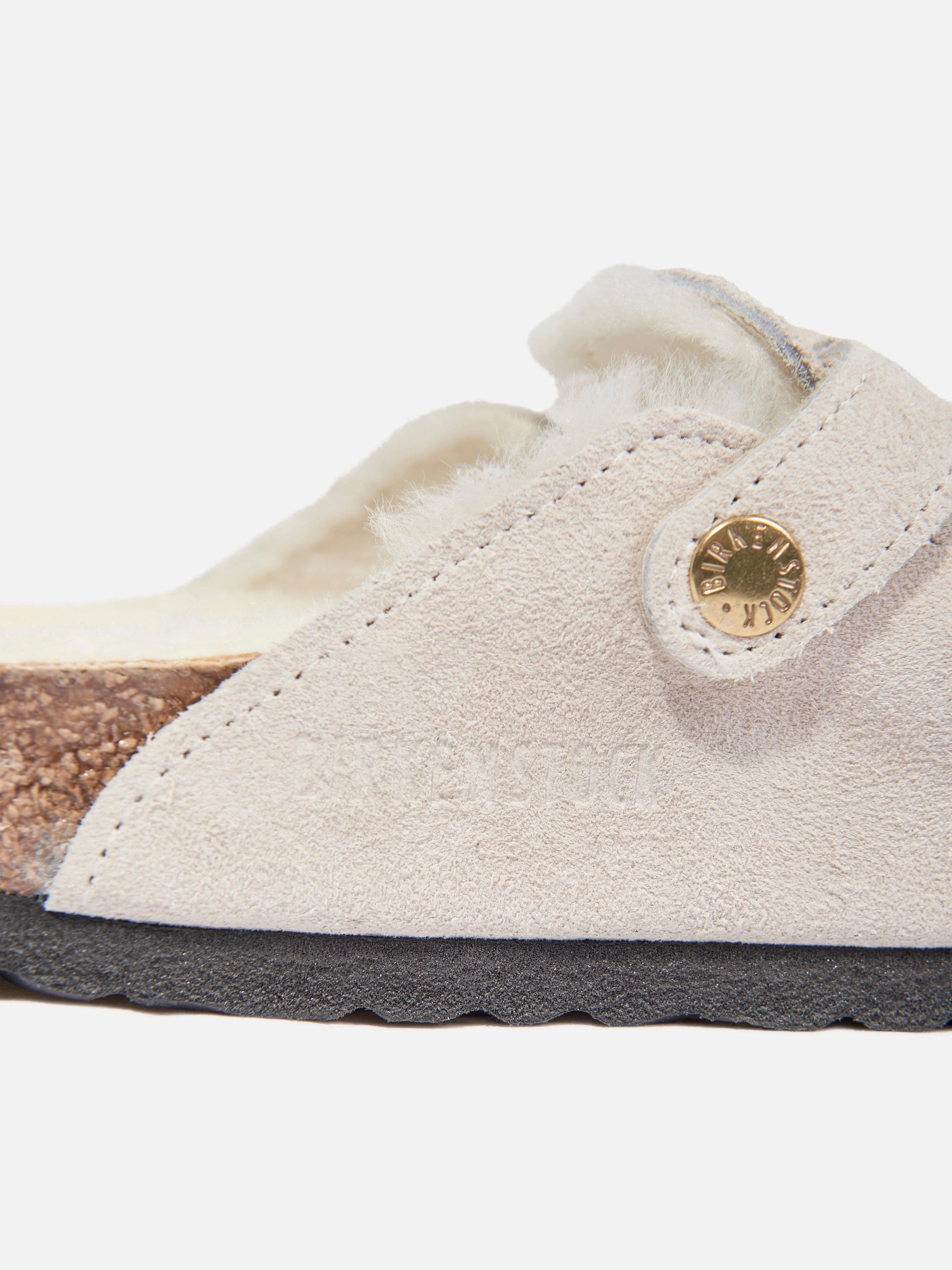 BIRKENSTOCK Boston Shearling Suede Clogs in White Style Meets Function, Timeless Look