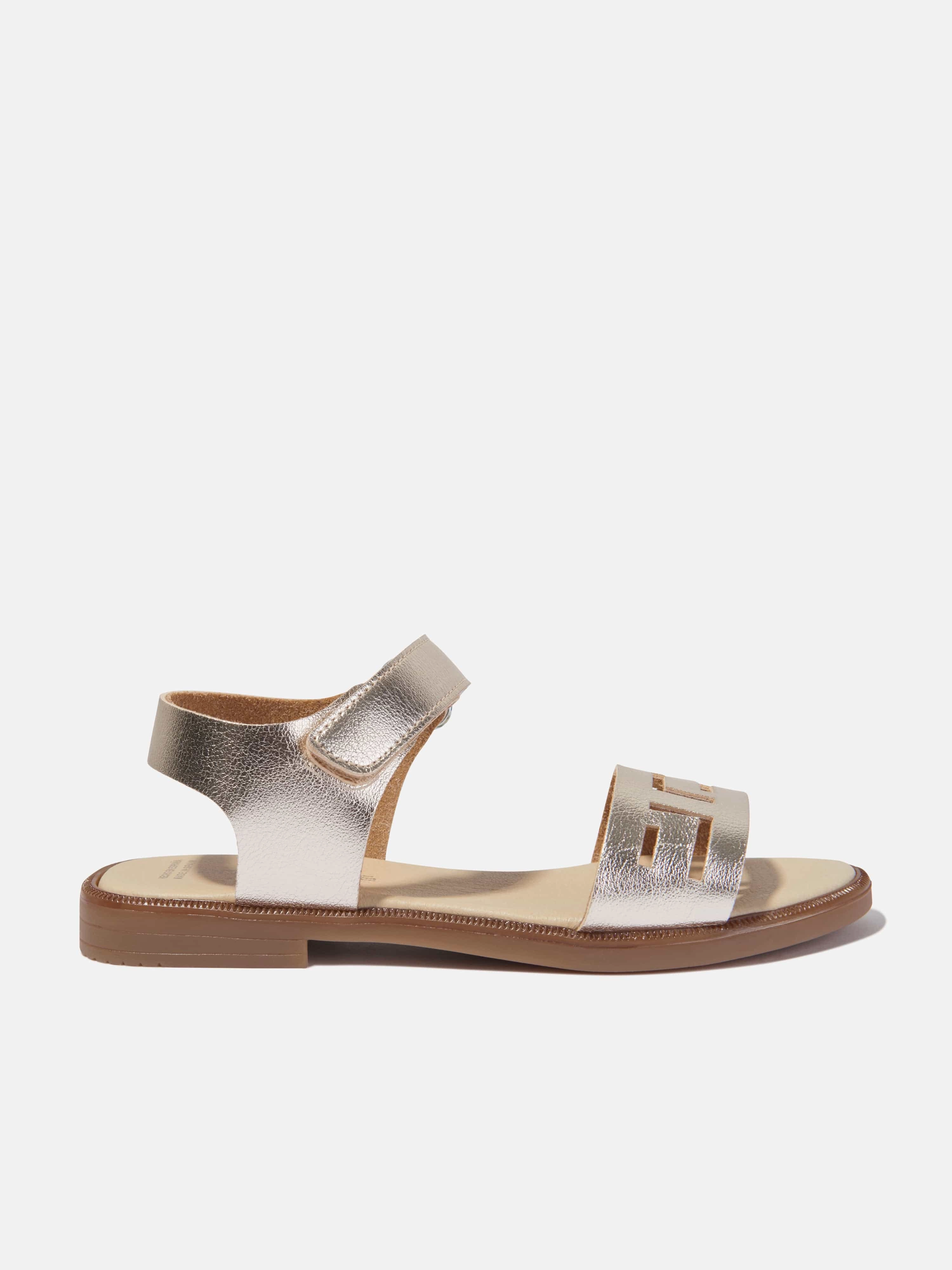 Side Pocket, Felt Embroidered Andanines Girls Laser Cut Sandals in Gold Baby size deal