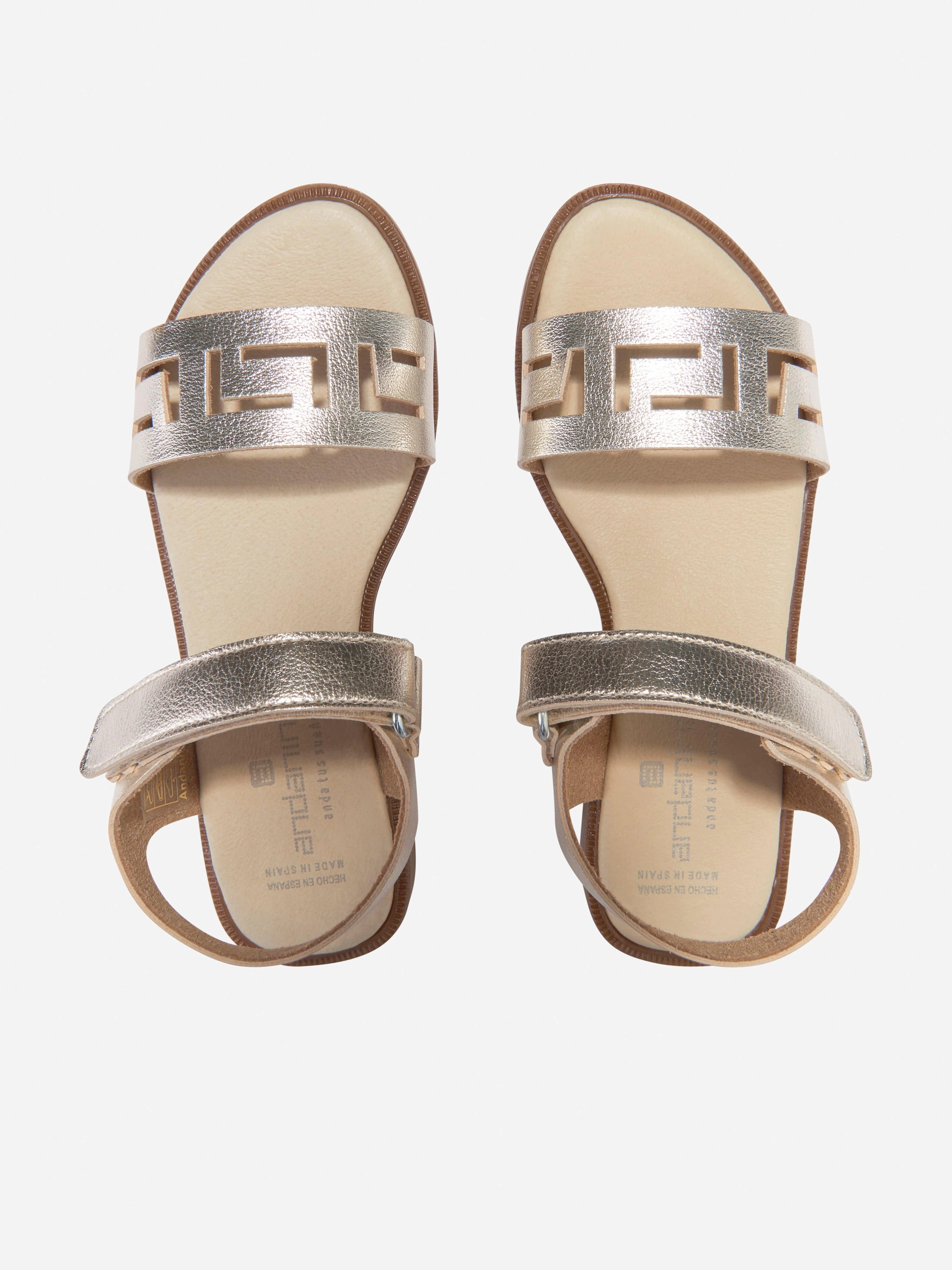 Classic Andanines Girls Laser Cut Sandals in Gold