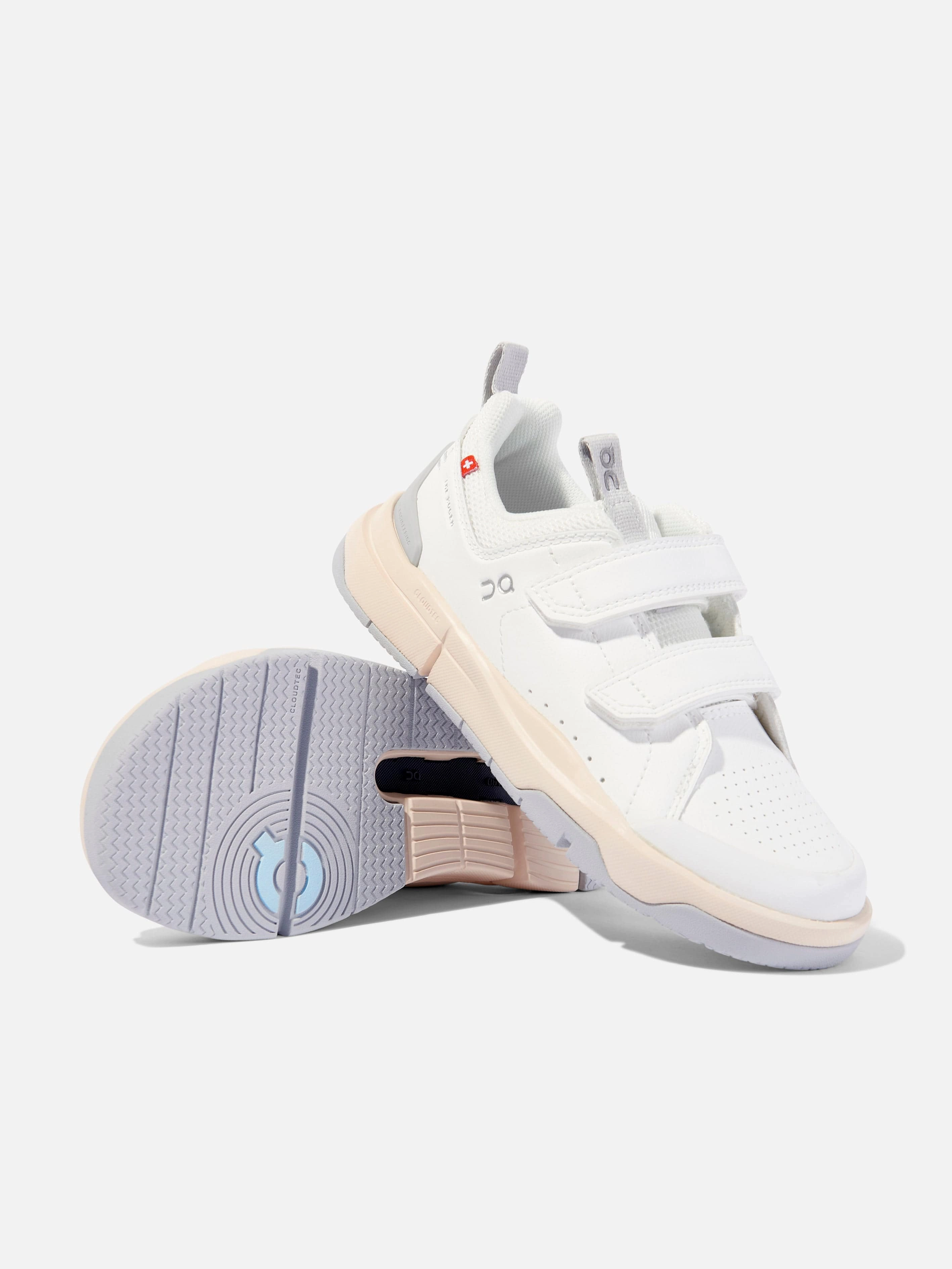 Vinyl On Running Boys The Roger Trainers in White Perfectly Balanced