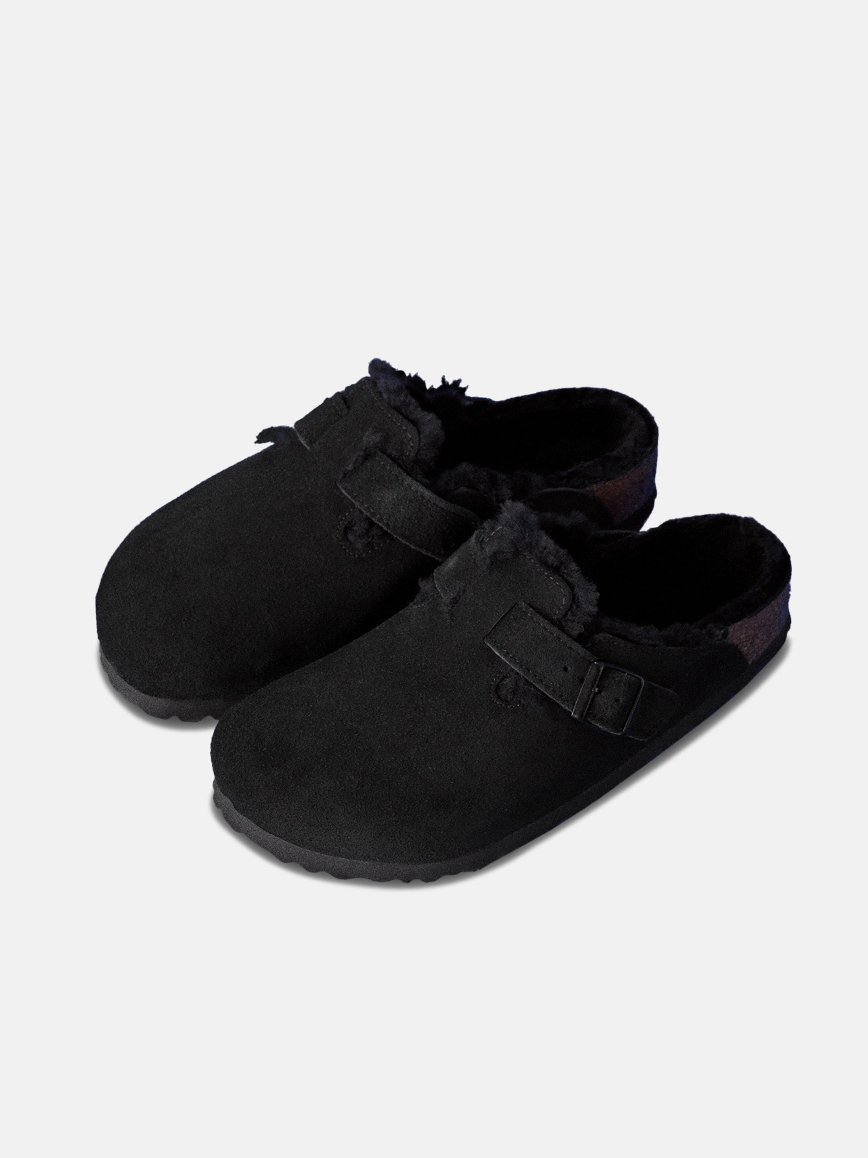 TodayS Special BIRKENSTOCK Boston Shearling Suede Clogs in Black Discover More
