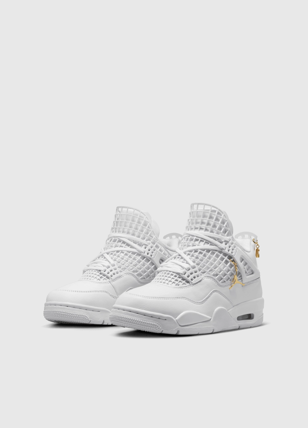 Multiple Compartments Women's Air Jordan 4 Net 'Triple White' Sneakers