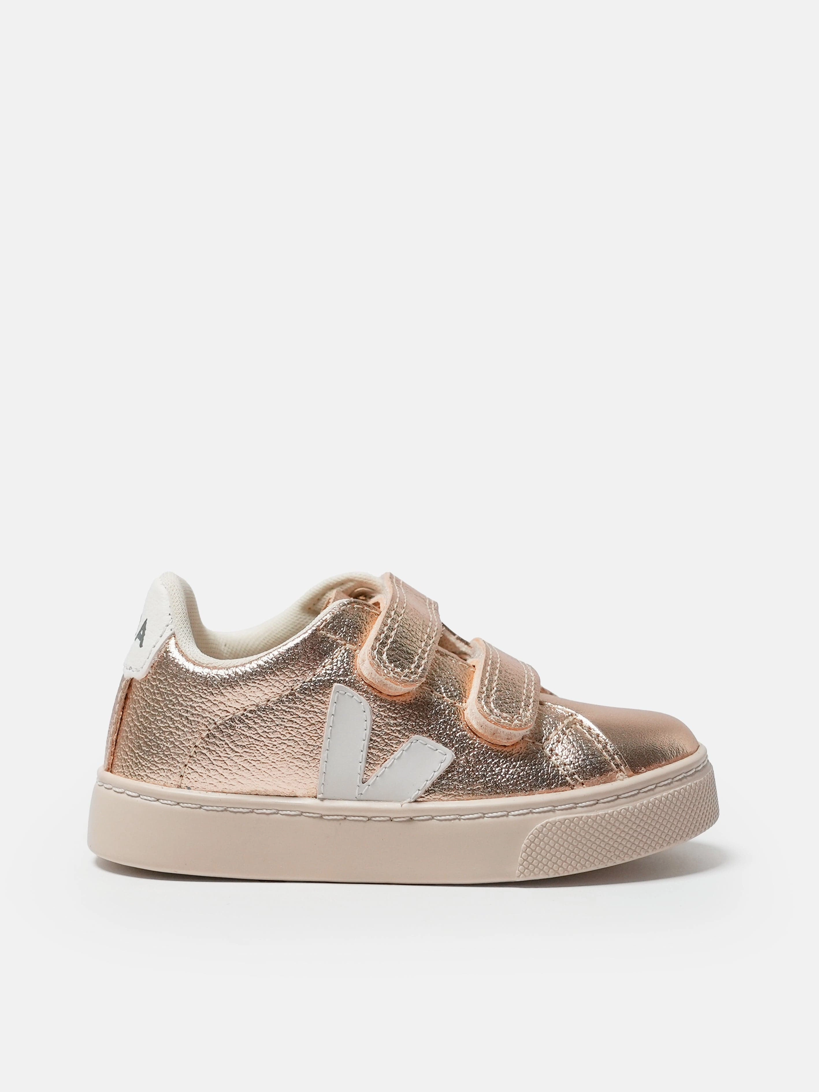 Sleek & Modern Exclusive promotion Veja Girls Small Esplar Velcro Trainers in Gold Satisfaction guarantee Canvas
