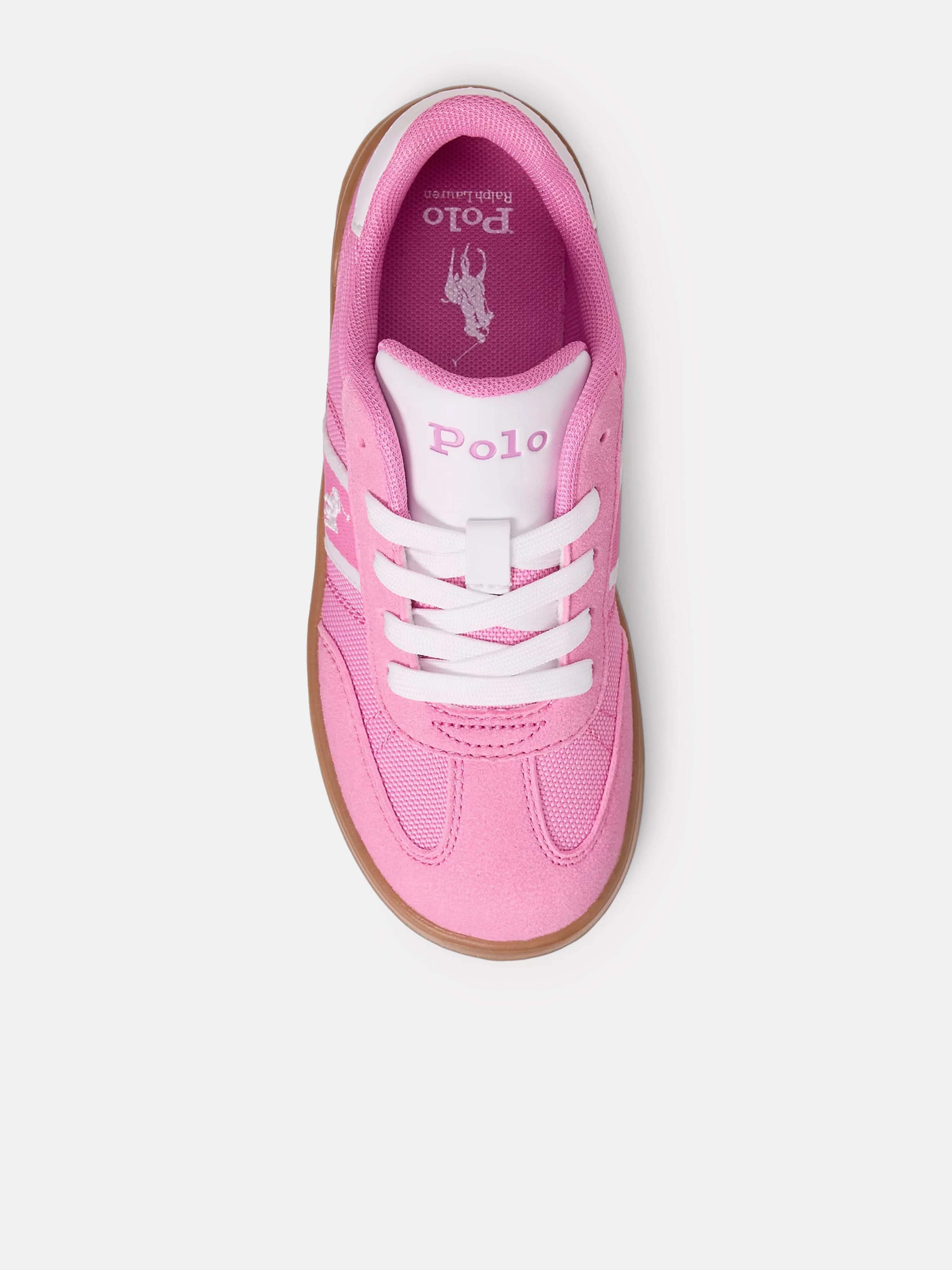 Ralph Lauren Girls Heritage Court III T-Toe Trainers in Pink Buckle Closure, From Desk To Dinner