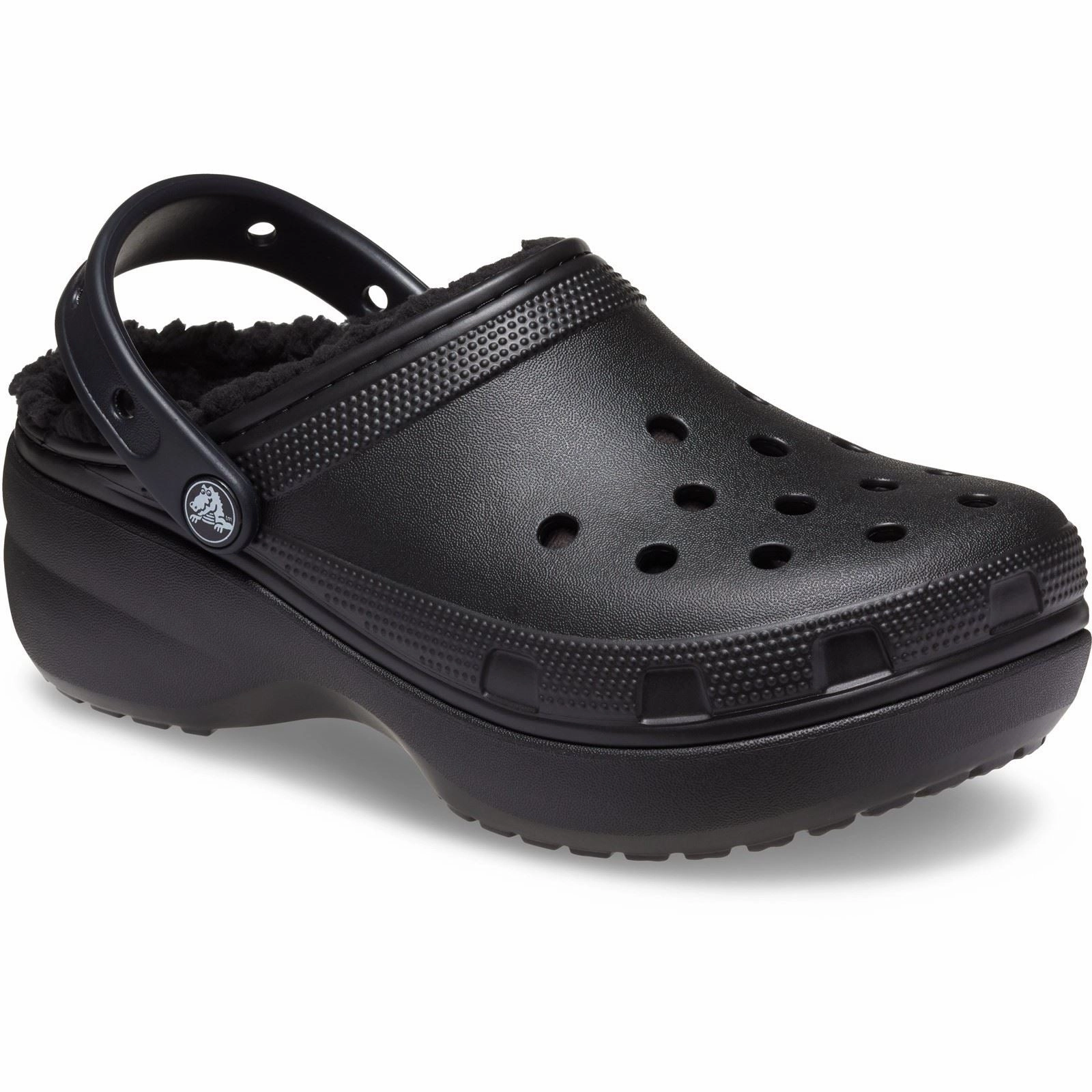 Women's Crocs 207938 Classic Platform Lined Clog Sandals Black Leather Handbag For Women
