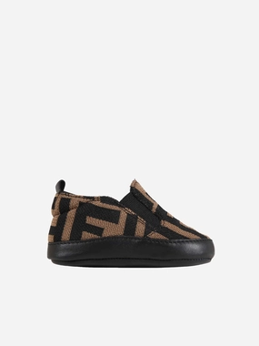 Premium Quality Featured Product Fendi Baby Boys FF Logo Slip On Shoes in Brown Early Access