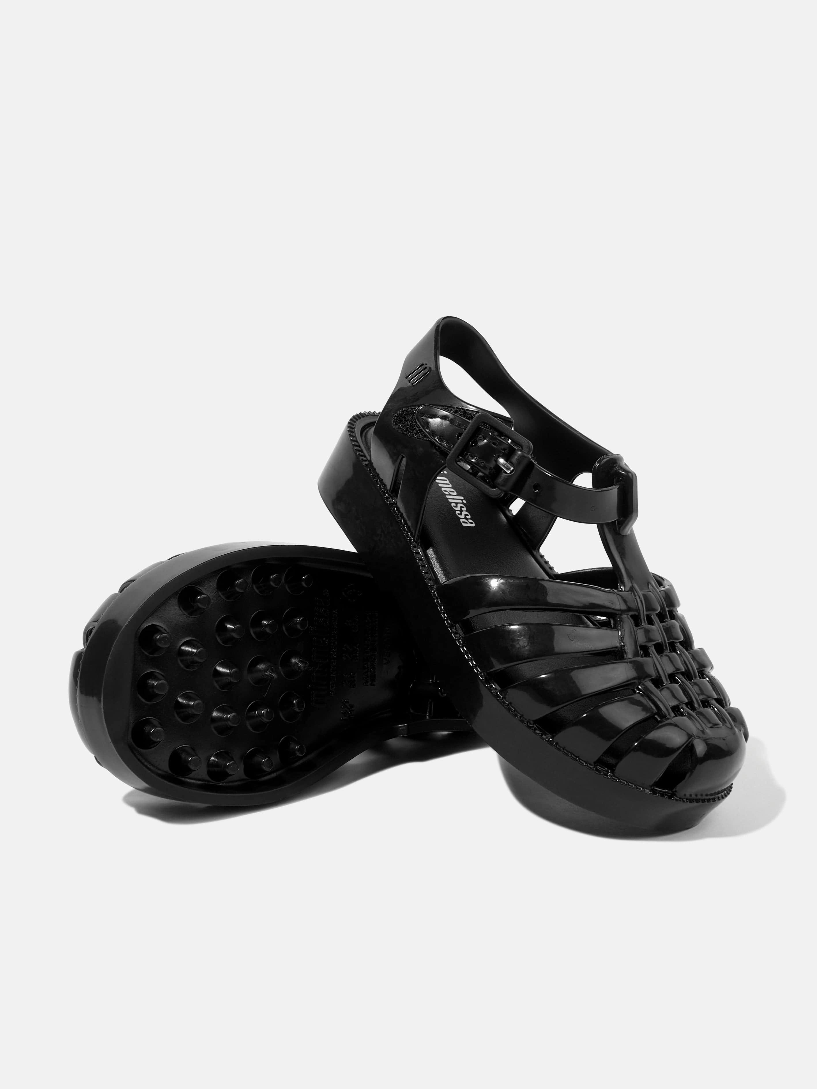 Mini Melissa Girls Possession Sandals in Black Pack It And Go, Now Trending, Suede