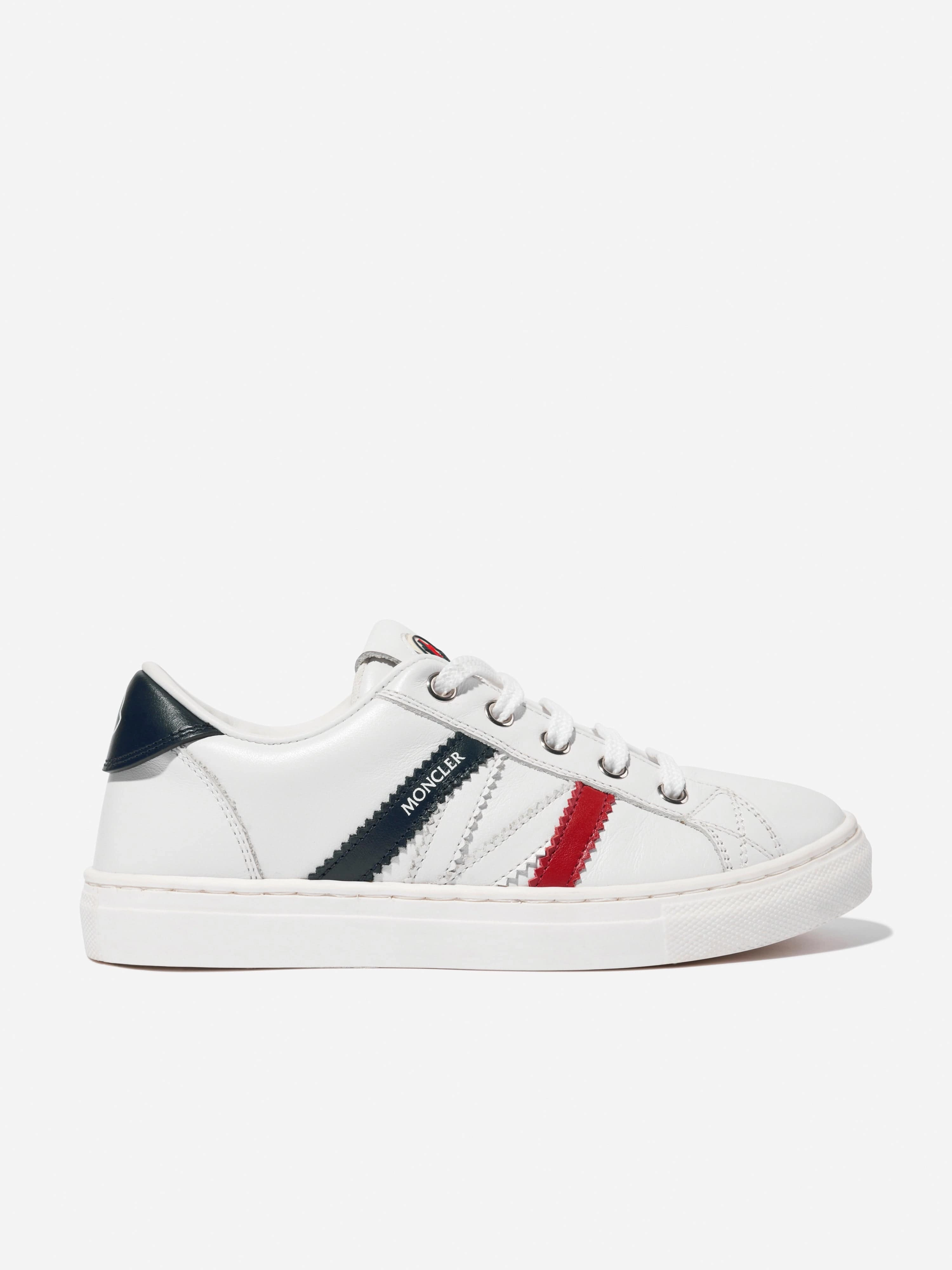 Ready For The Outdoors Moncler Enfant Kids Leather Petit Monaco Low Top Trainers in White