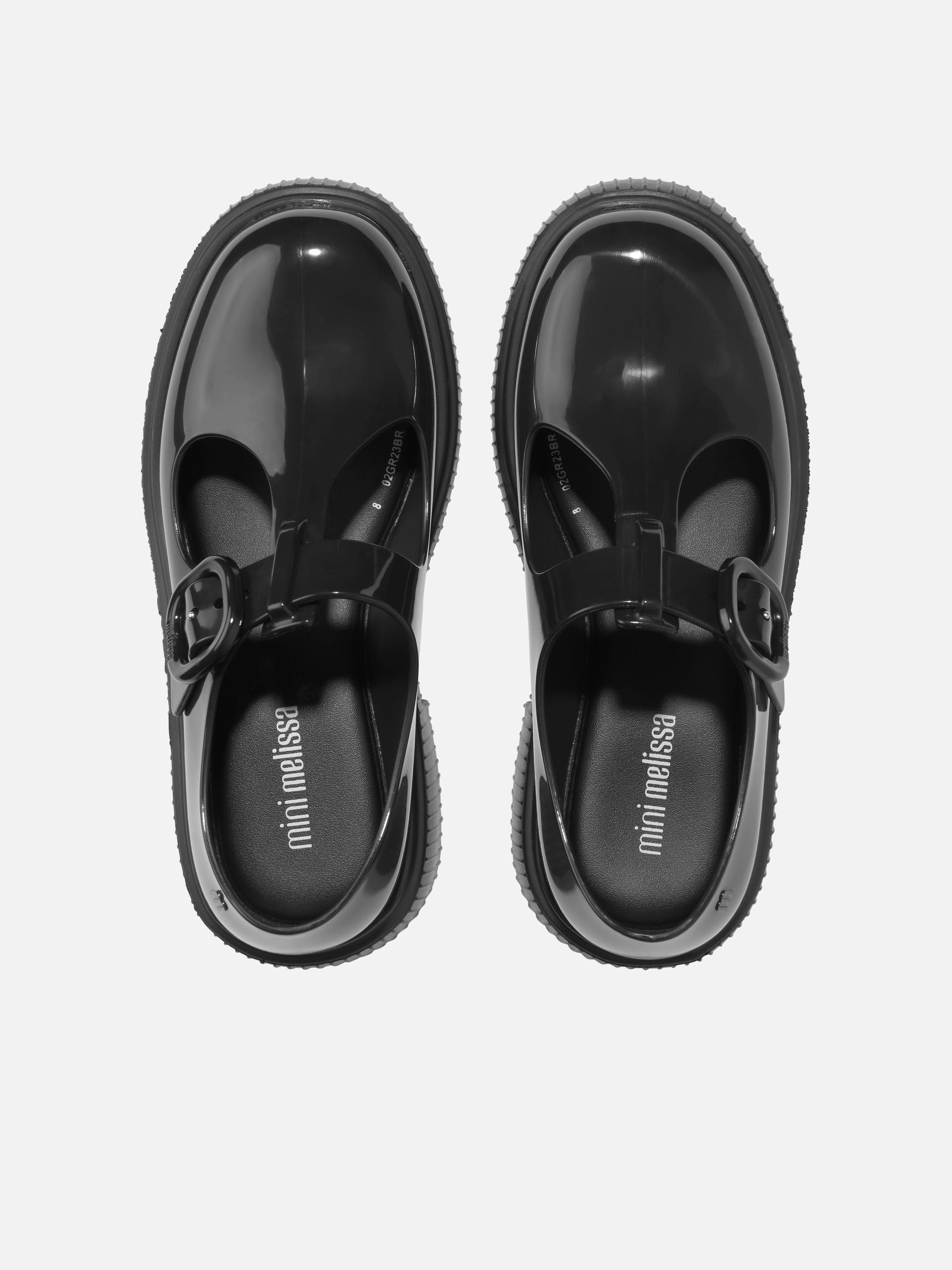 Mini Melissa Girls Jackie T-Bar Jelly Shoes in Black On-The-Go Friendly