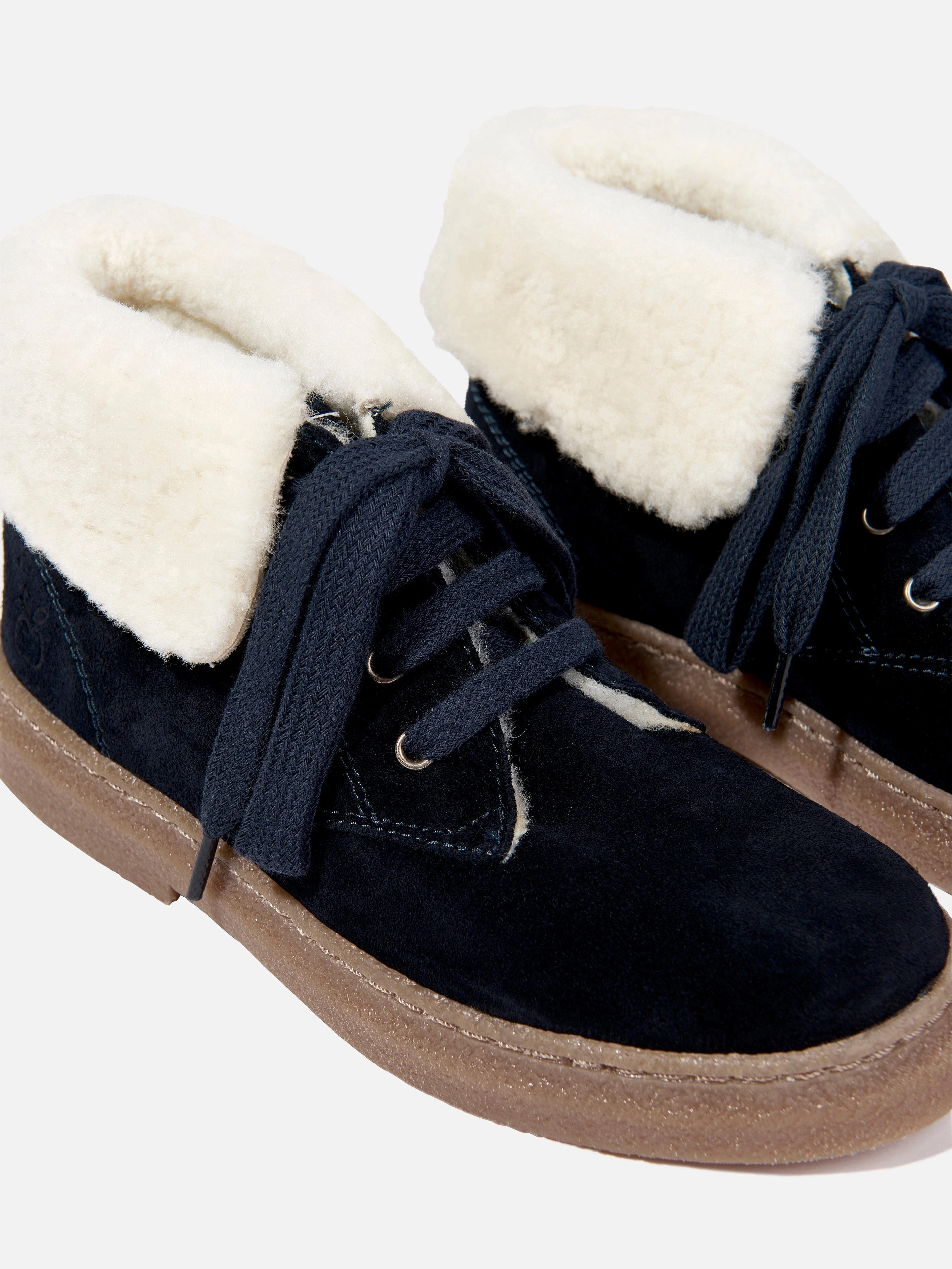 Pom D'Api Kids Sheepskin Trix Fur Boots in Navy Sporty, On The Go Style, Fits Every Occasion