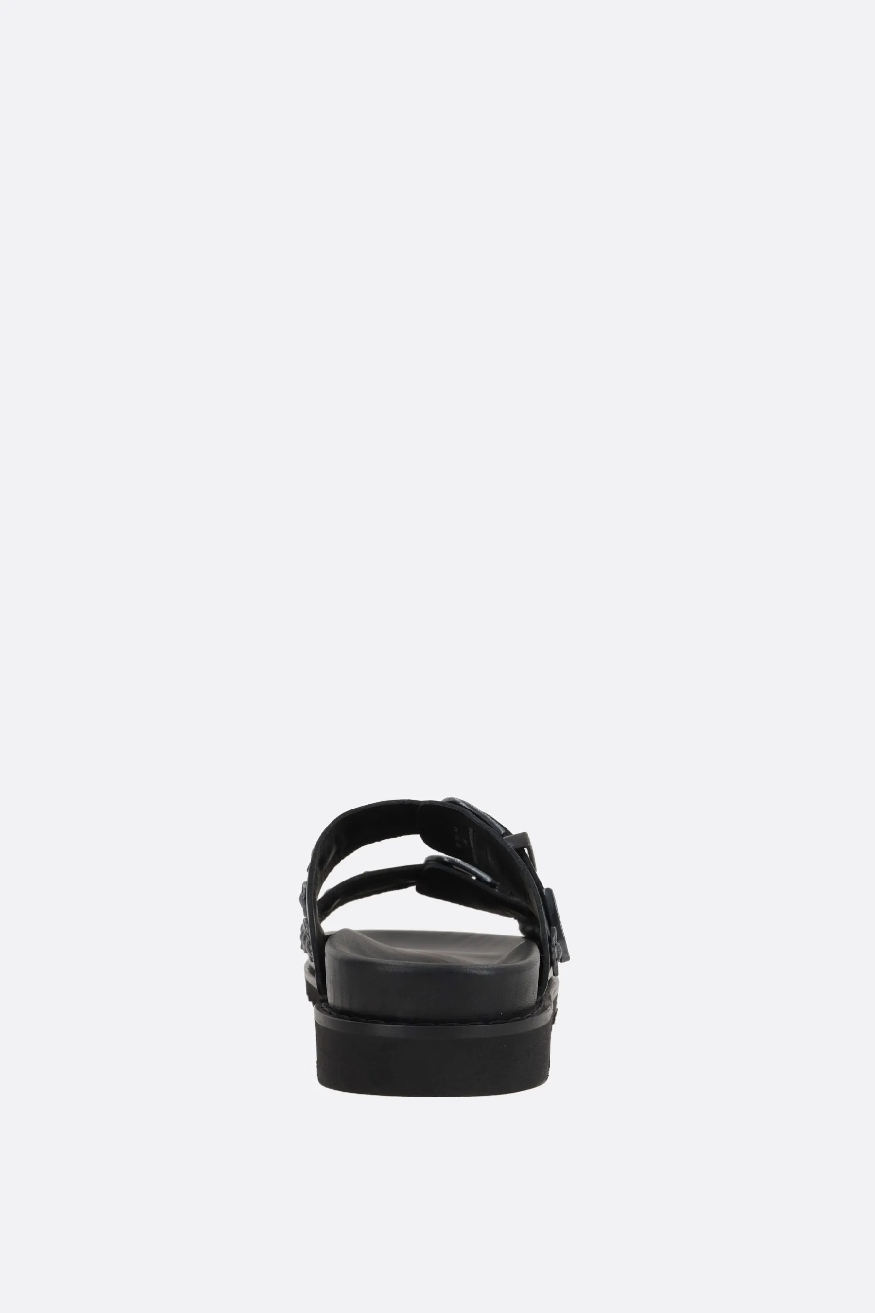 flat sandal in smooth leather with studs