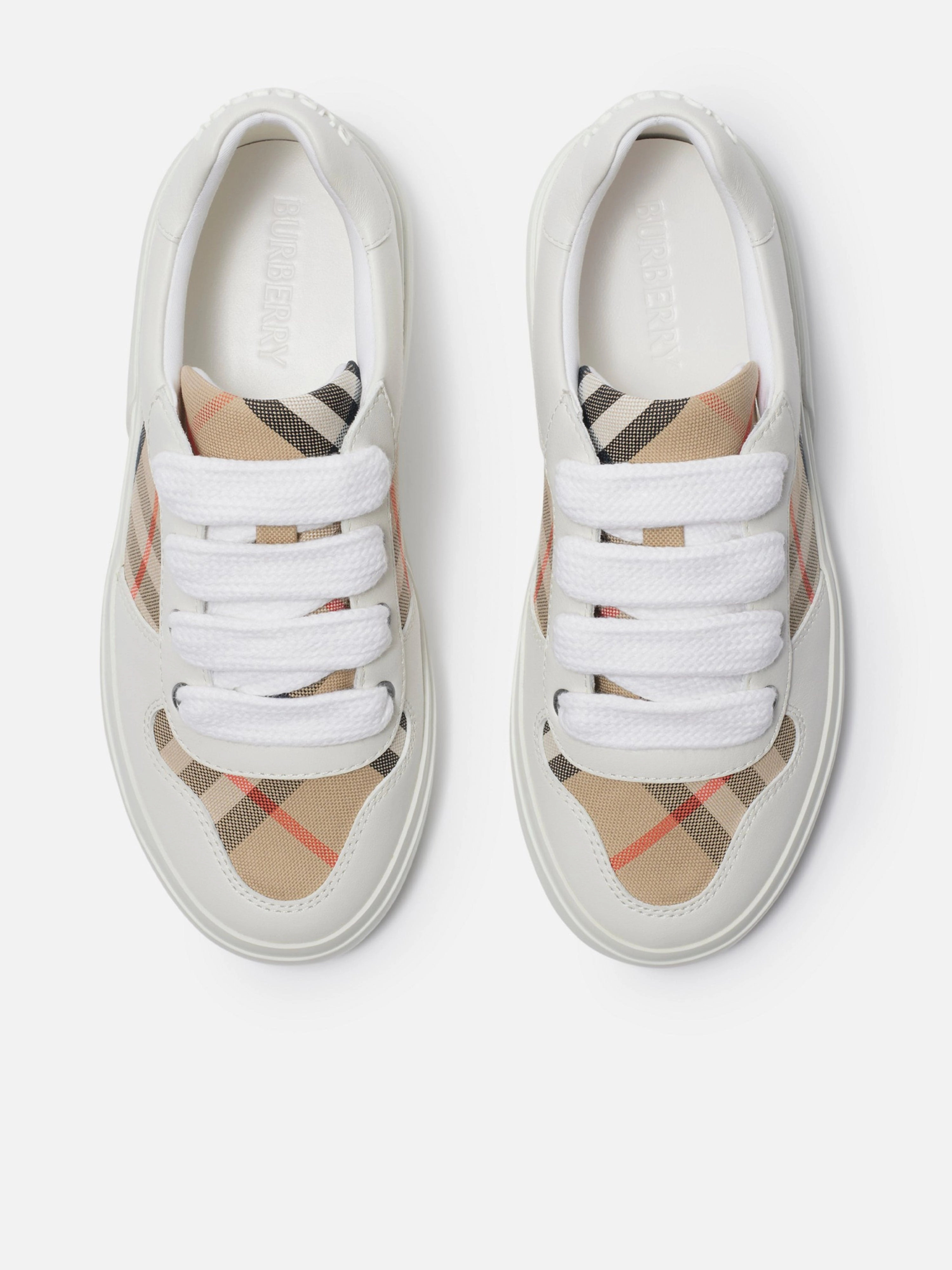 Burberry Kids Noah Check Strap Trainers in White Red Crossbody Bag With Gold Chain, Grab It Fast, Built For Movement