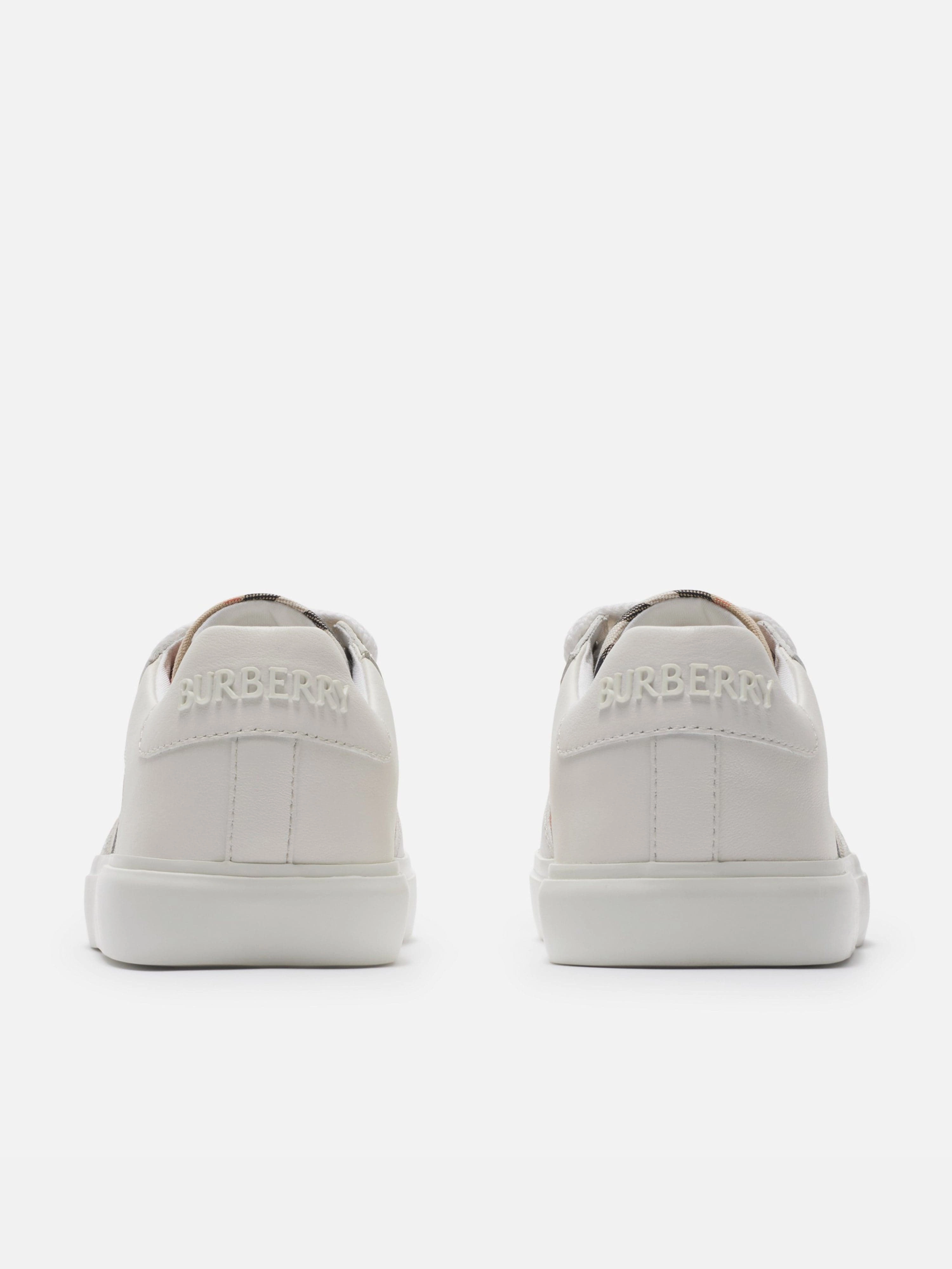 Craftsmanship You Can Trust Burberry Kids Noah Check Strap Trainers in White Trusted By Thousands