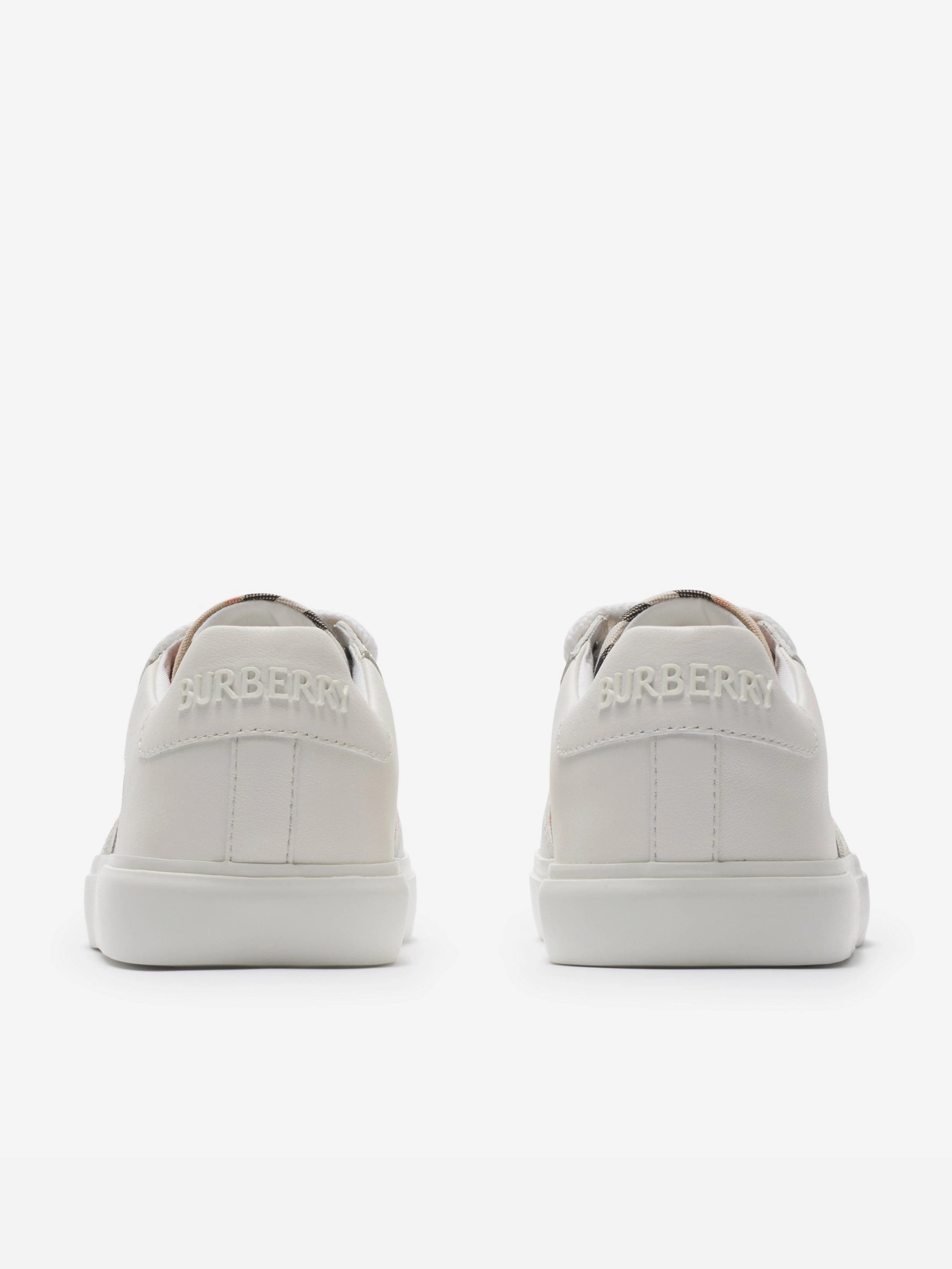 Ideal For Travel, Vinyl, Eco-Friendly Burberry Kids Noah Check Strap Trainers in White