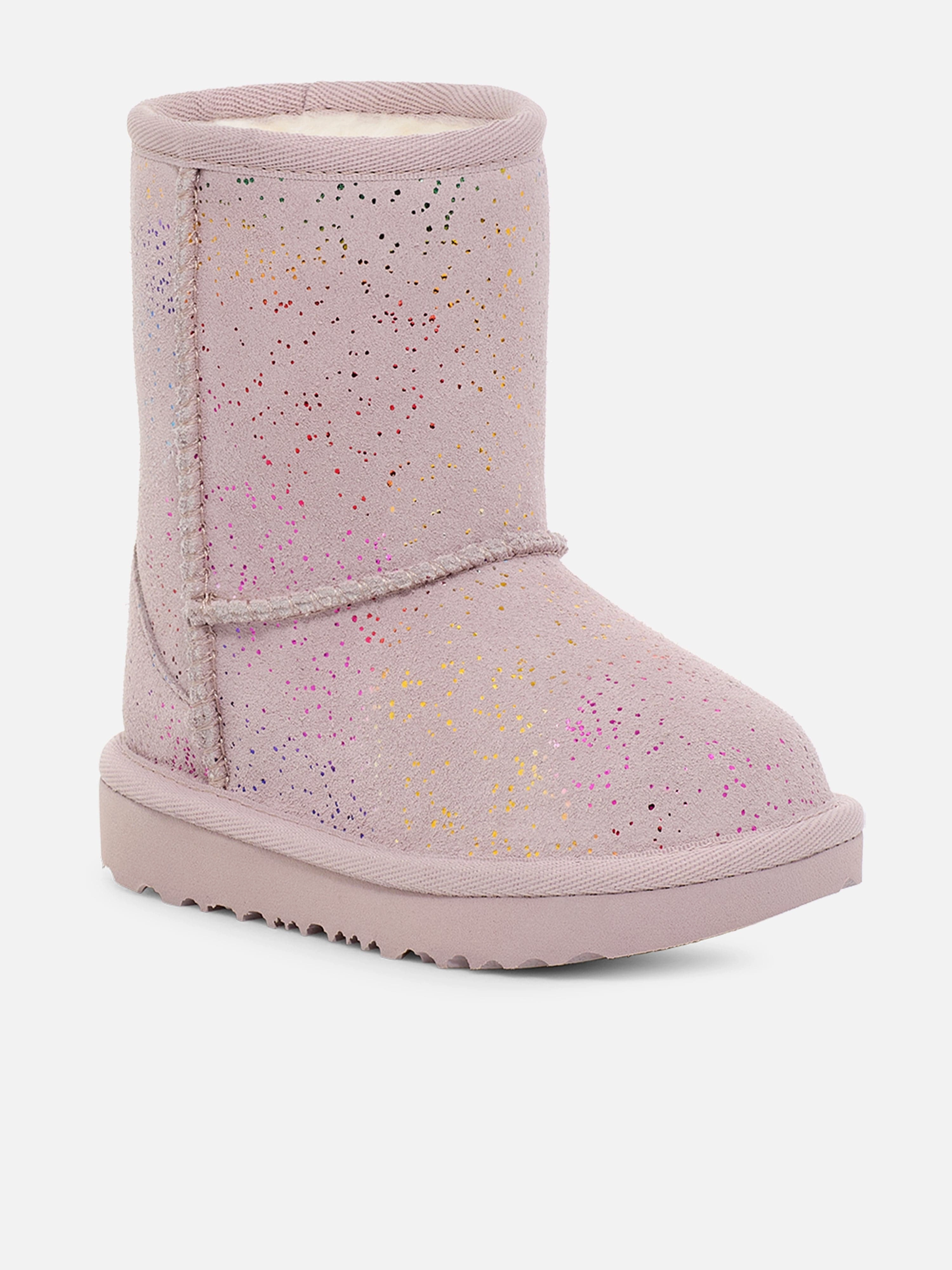 Top Zipper UGG Girls Classic II Shimmer Sky Boots in Purple Handcrafted