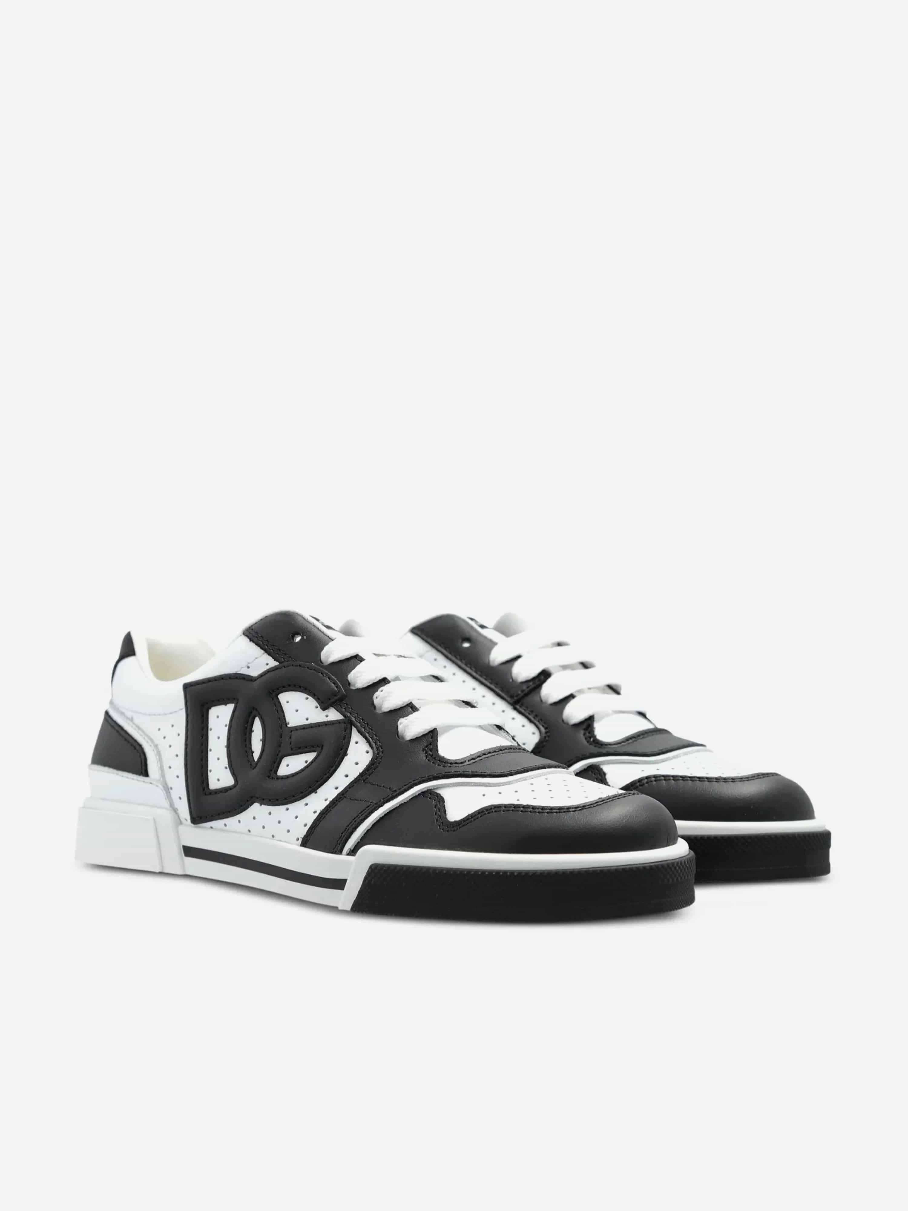 Boys Leather DG Logo Trainers in White Yellow Beach Tote
