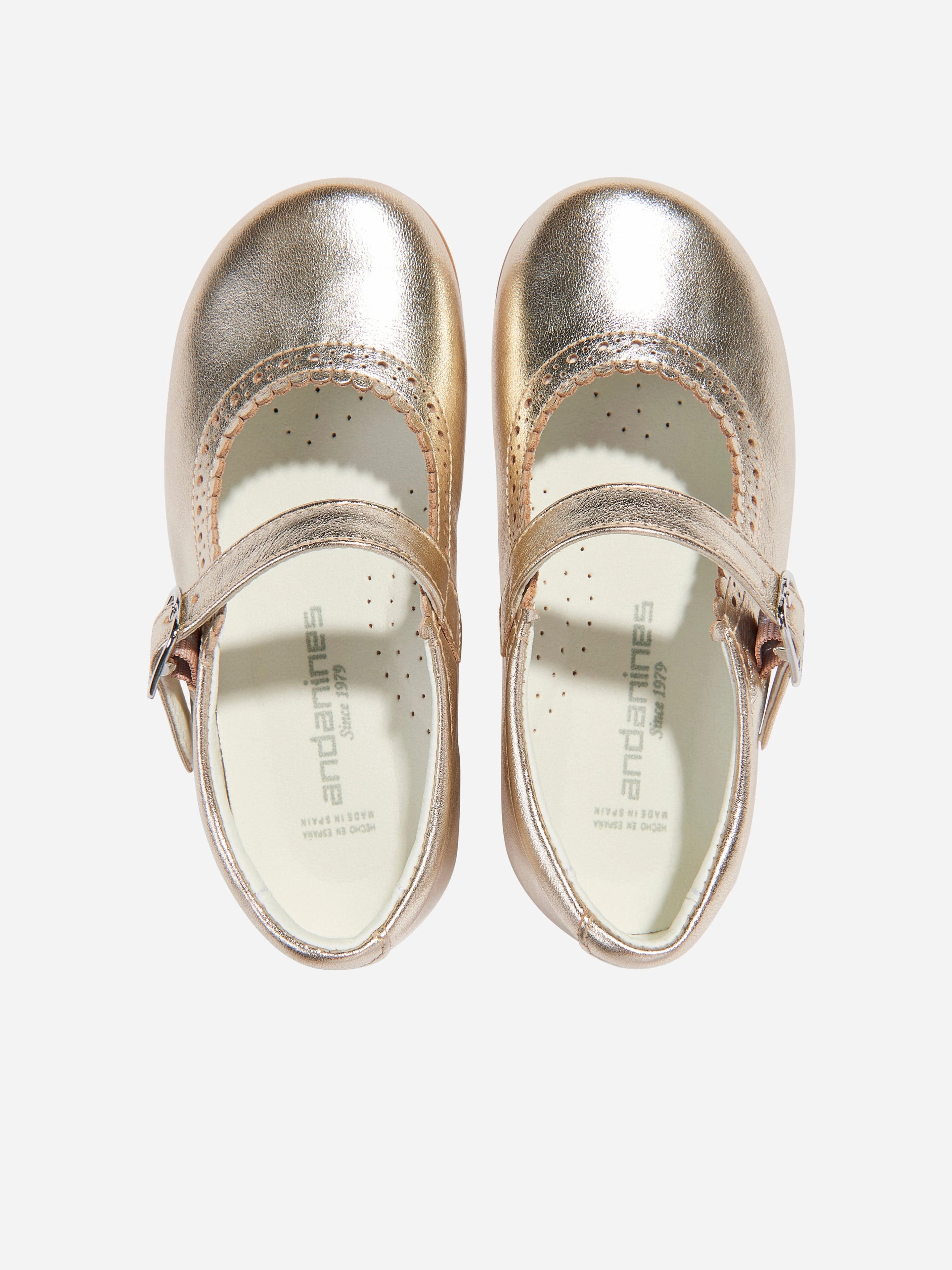 Andanines Girls Scalloped Edge Mary Jane Shoes in Gold Lightweight Design, Tailored Fit, MenS Travel Shoulder Bag