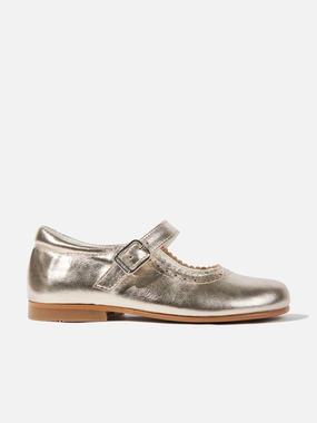 Zipper Closure Future-securing offer Andanines Girls Scalloped Edge Mary Jane Shoes in Gold Premium service