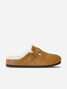 Versatile Everyday Style Get Coupon & Enjoy BIRKENSTOCK Boston Shearling Suede Clogs in Brown Scarce Resource