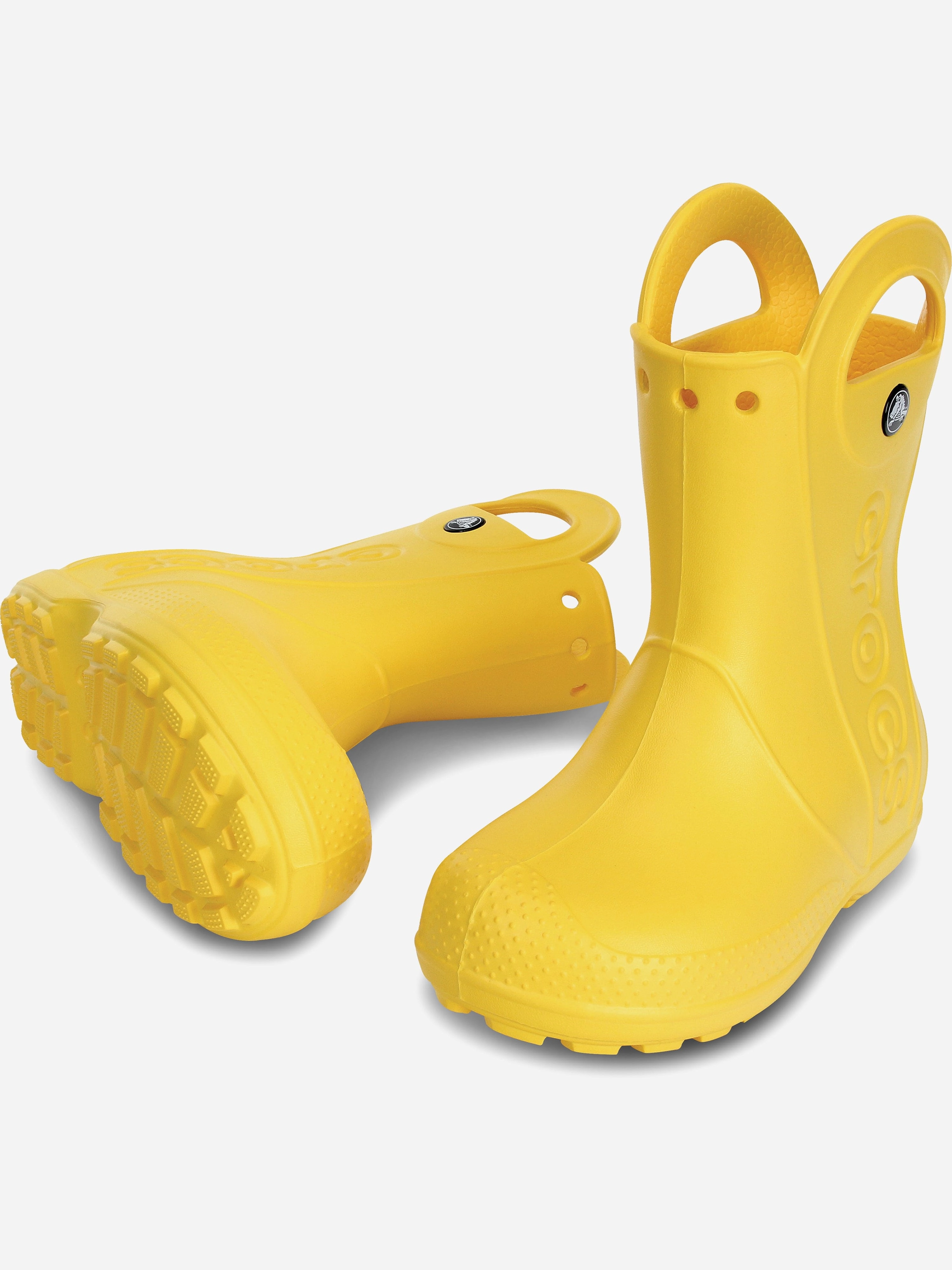 Flawless Finish Crocs Kids Handle It Rain Boots in Yellow Soft And Breathable