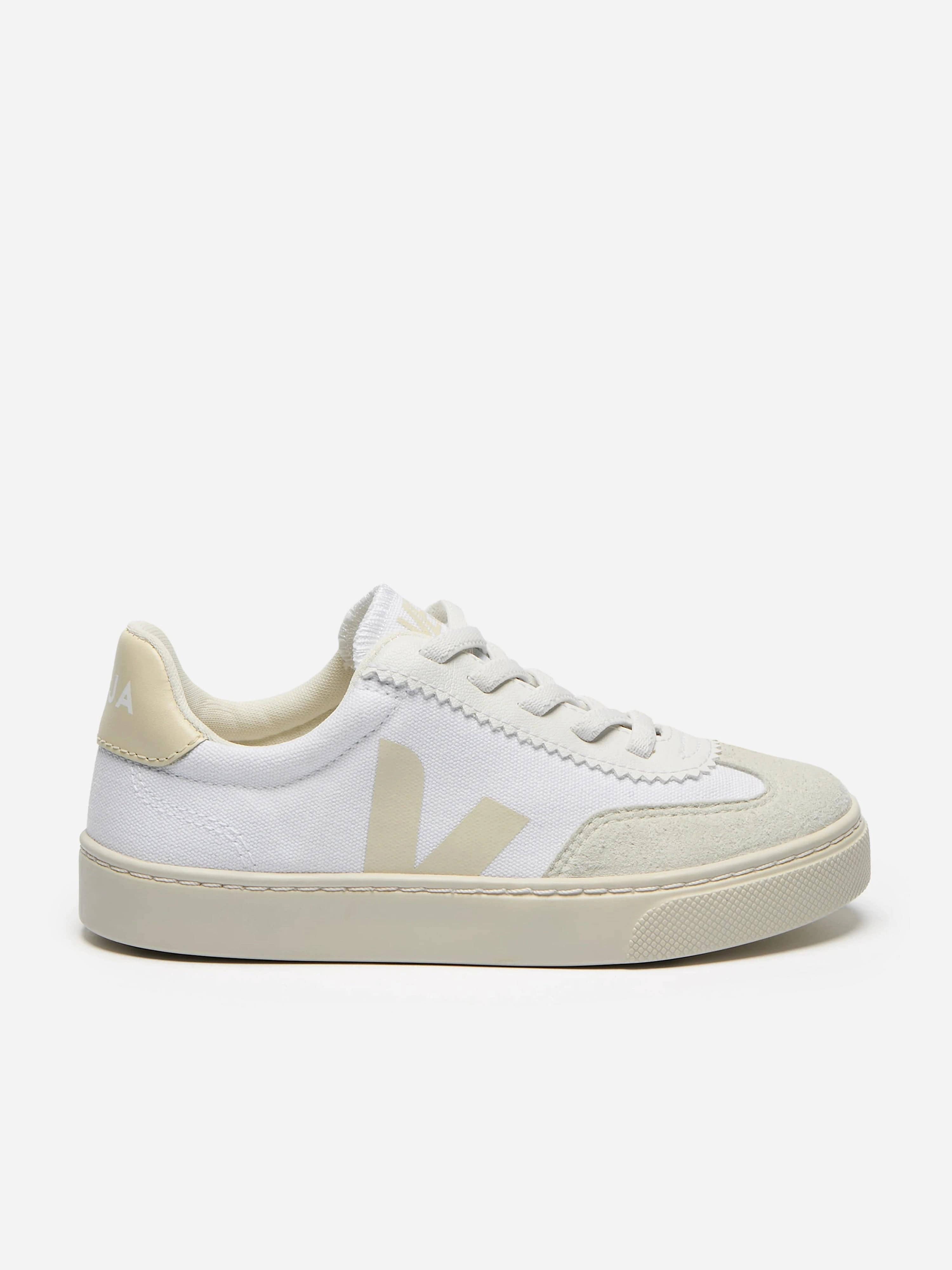 Fast & Secure Checkout Only a Few Left Veja Kids Canvas Small Volley Trainers in White Artisanal Craftsmanship Your Style, Your Way