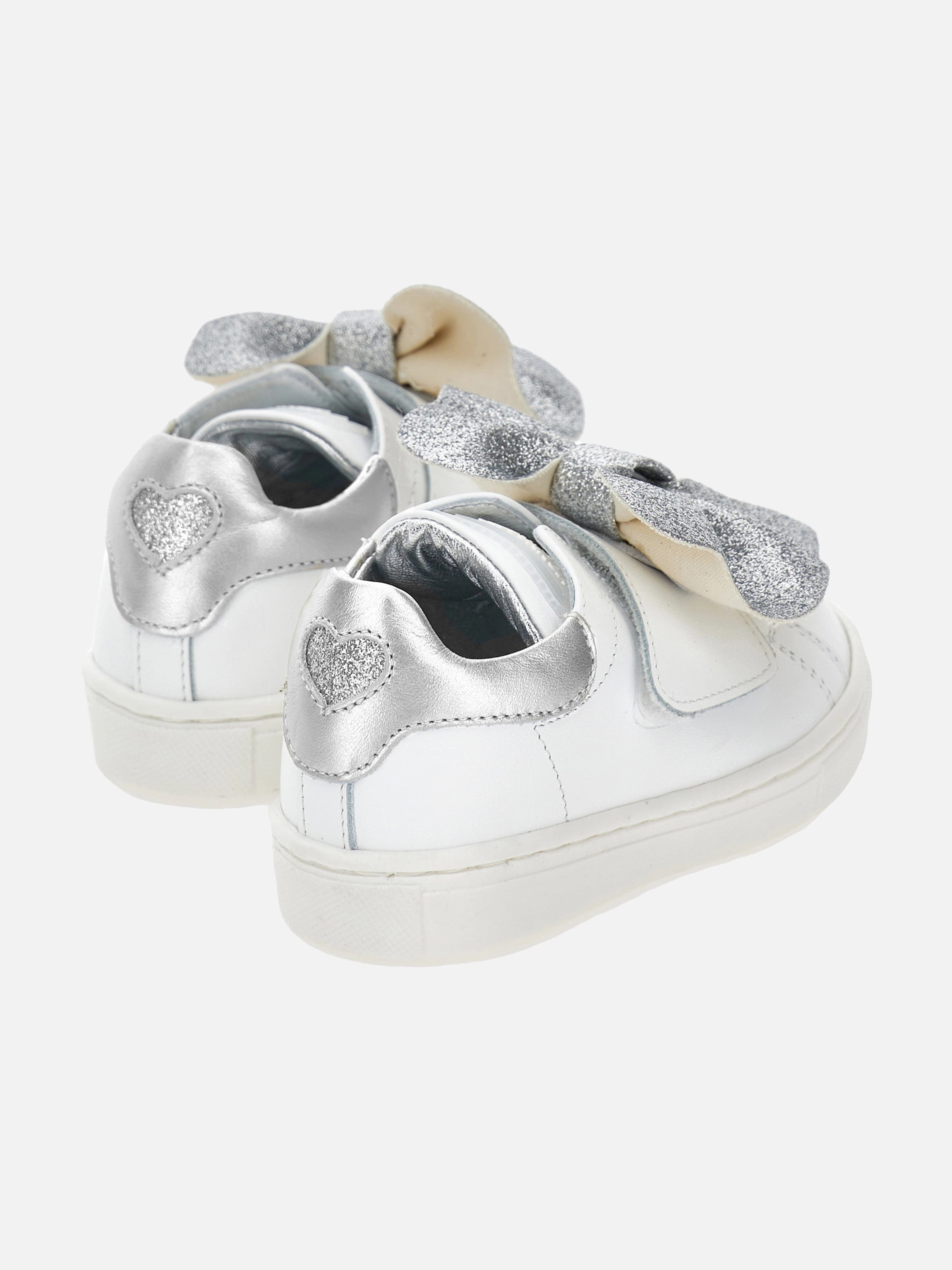 Monnalisa Girls Leather Bow Trainers in Ivory Versatile Functionality