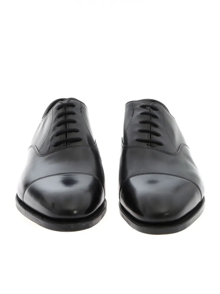 Hand-Sewn Black Calf Leather Oxford Shoes