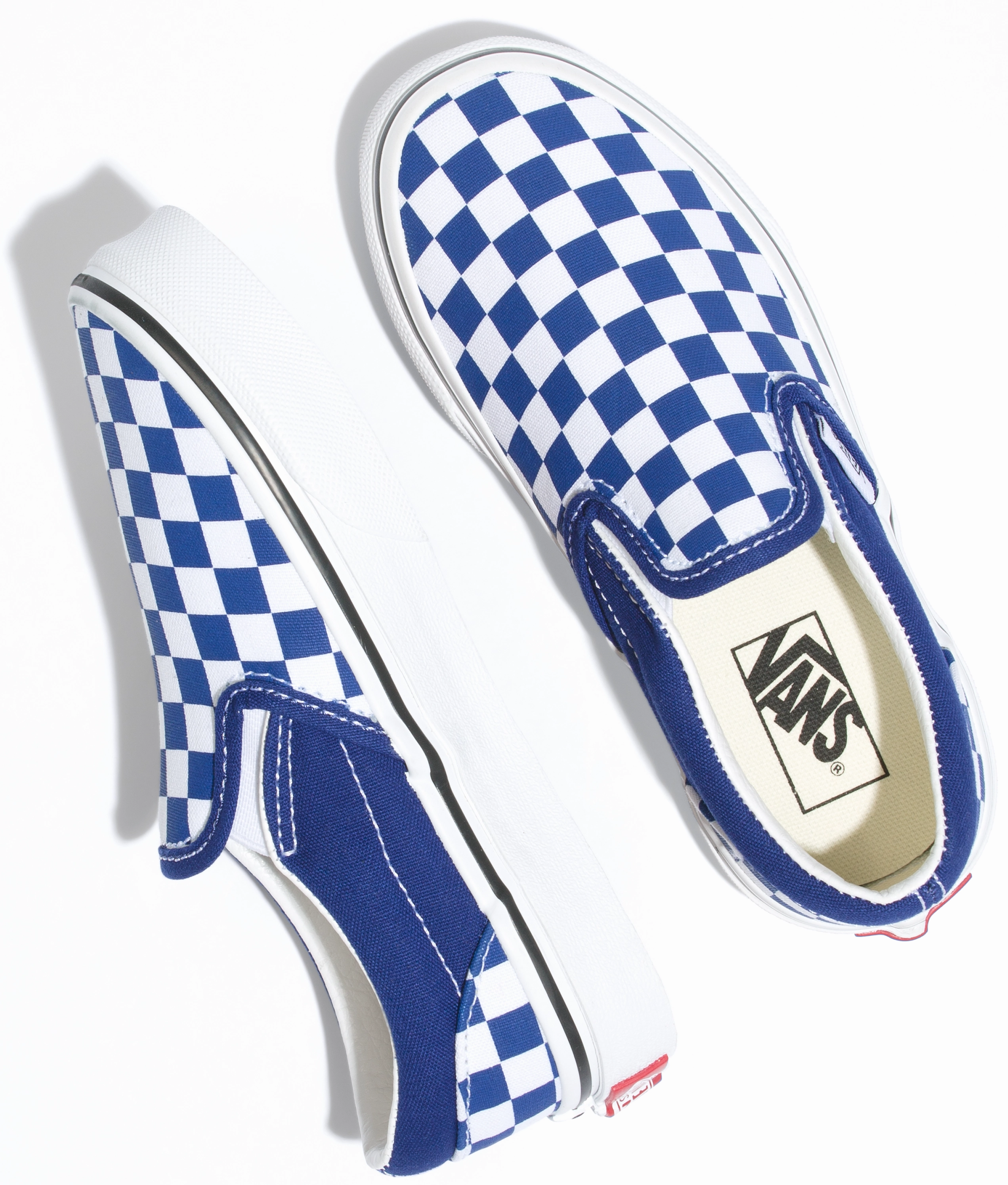 Vans Kids Classic Slip-On Checkerboard Blueprint Stay Ahead Of The Trend, Exterior Pocket, Fan Favorite