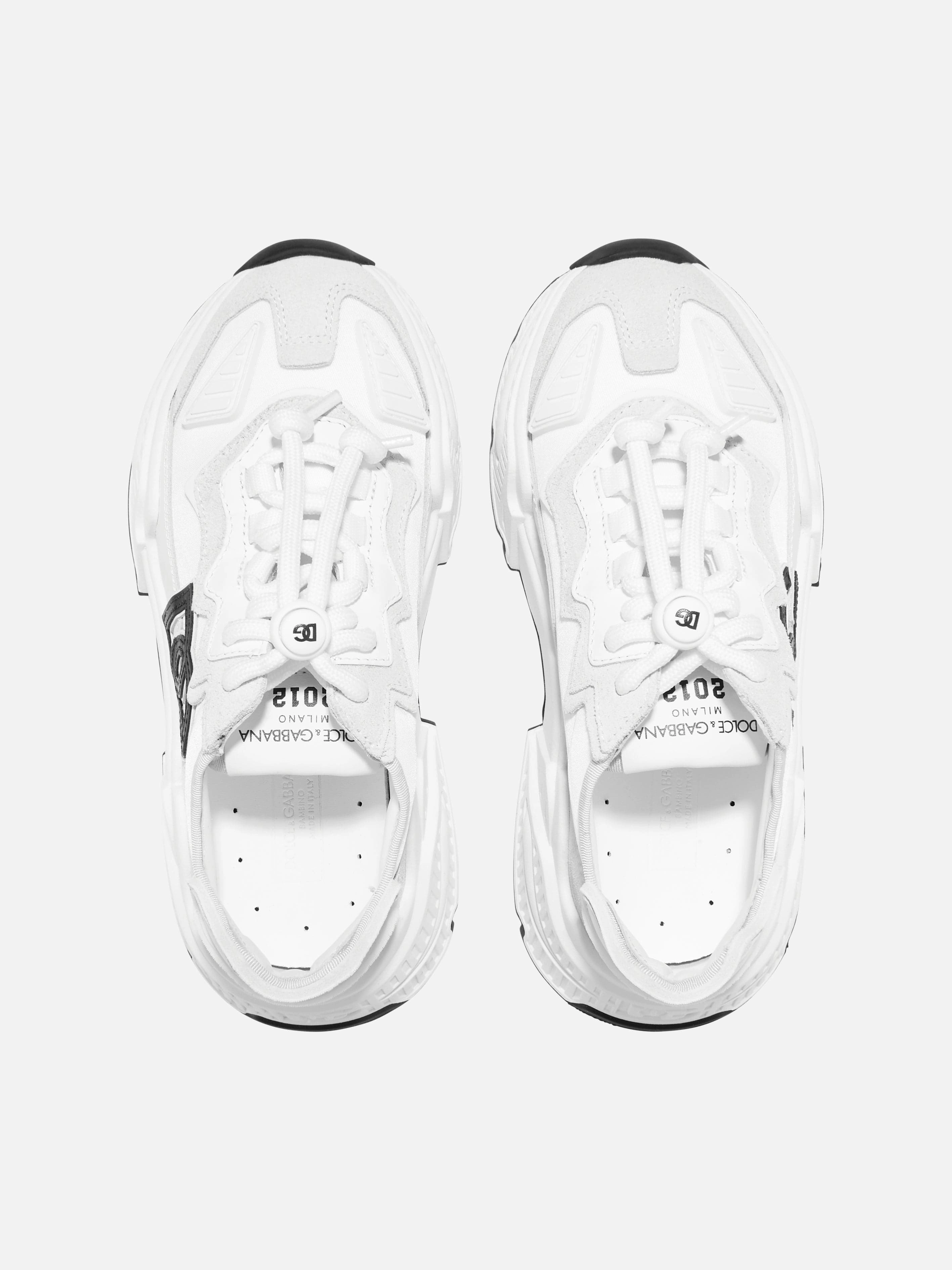 Dolce & Gabbana Kids Mixed Materials Daymaster Trainers in White Metallic Gold Evening Bag, Made With Care
