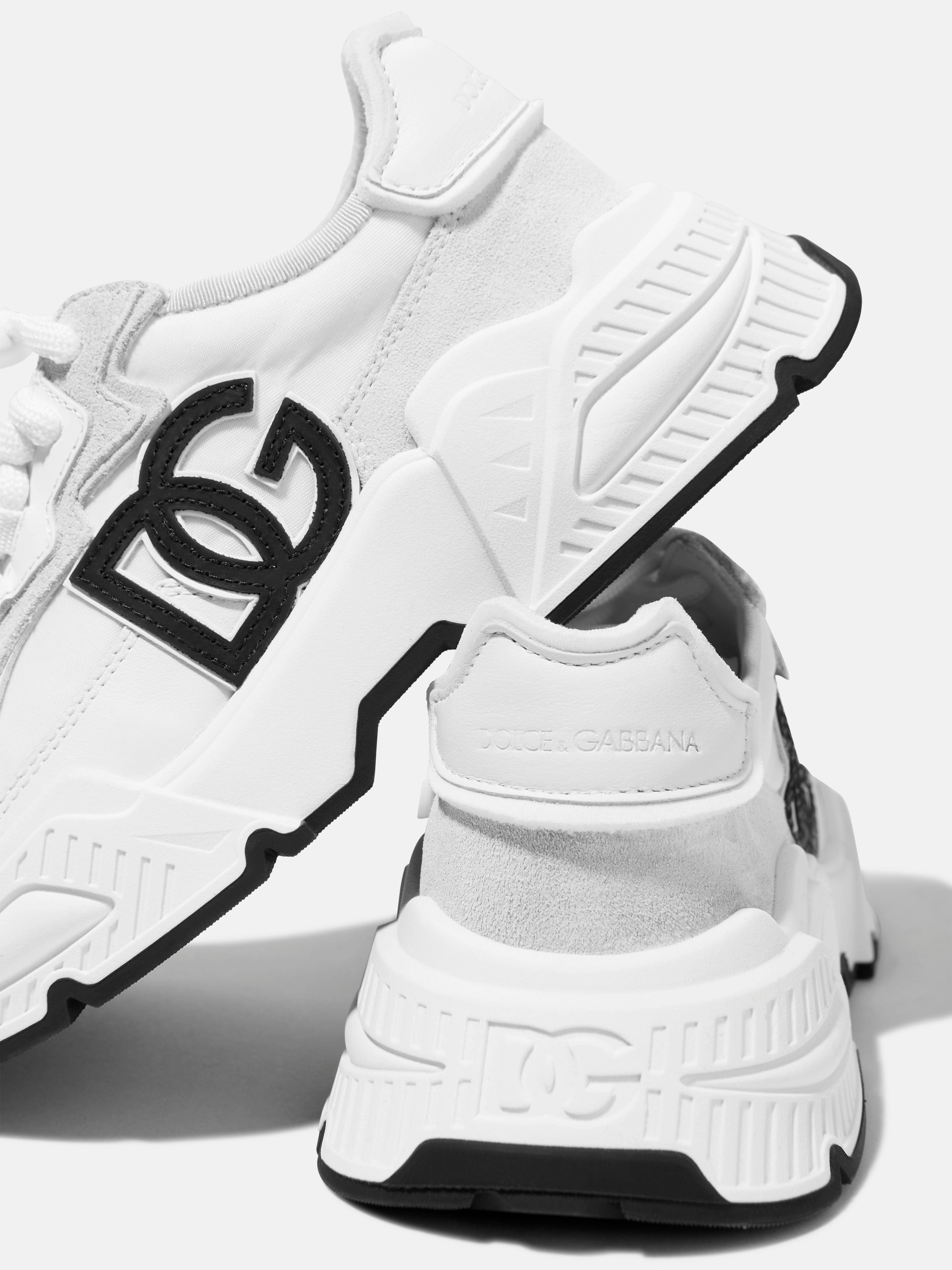 Secure Pocket Dolce & Gabbana Kids Mixed Materials Daymaster Trainers in White