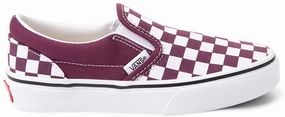Level Up Your Style High-End Vans Kids Classic Slip-On Checkerboard Grape Wine Seasonal collaboration