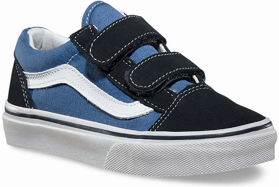 Built For The Long Haul Vans Kids Old Skool Velcro Navy/True White