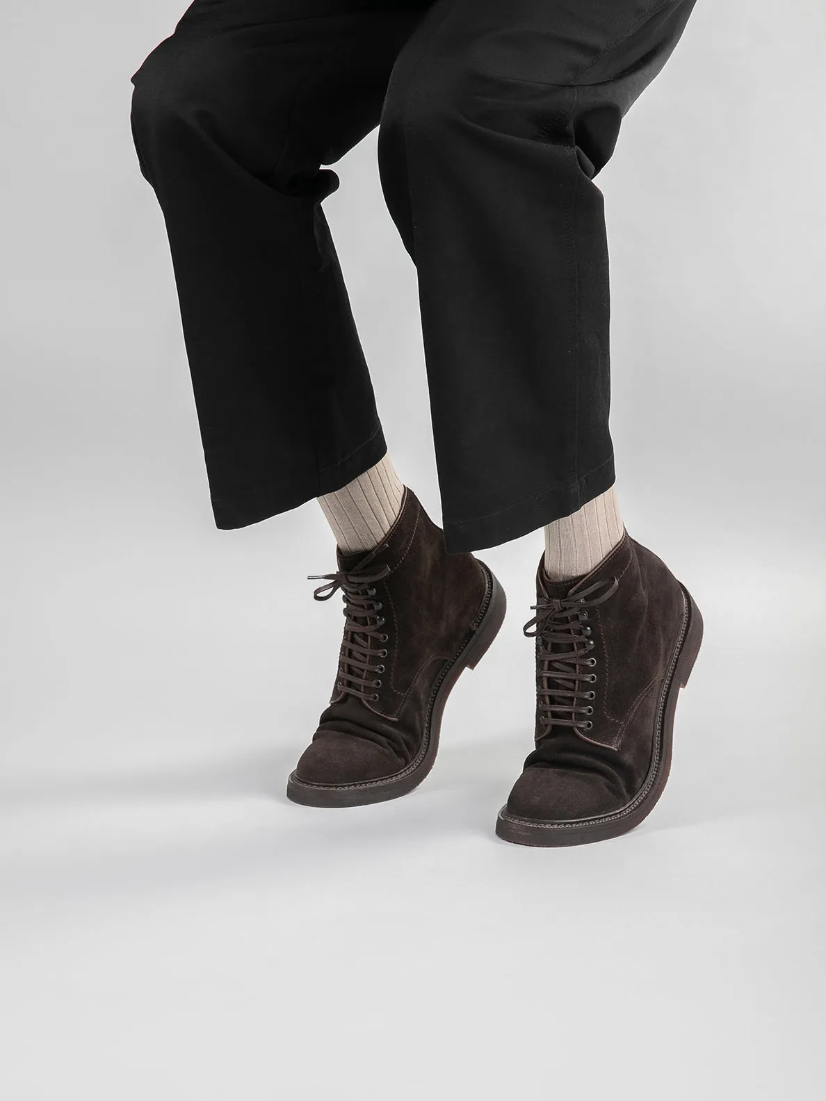 HOPKINS FLEXI 203 - Dark Brown Suede Lace-up Boots