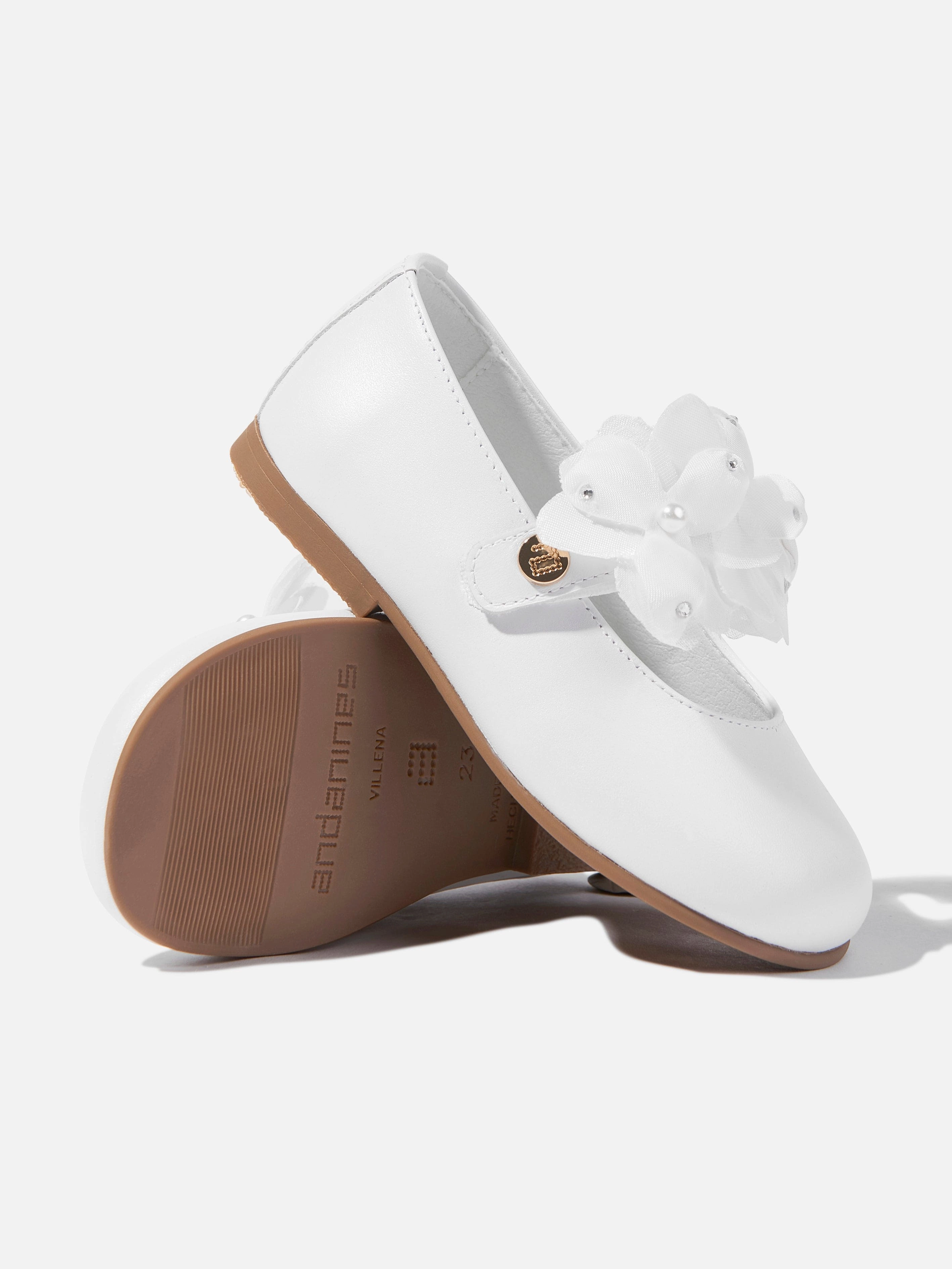 Andanines Girls Flower Shoes in White WomenS Leather Tote Bag, Ideal For Travel