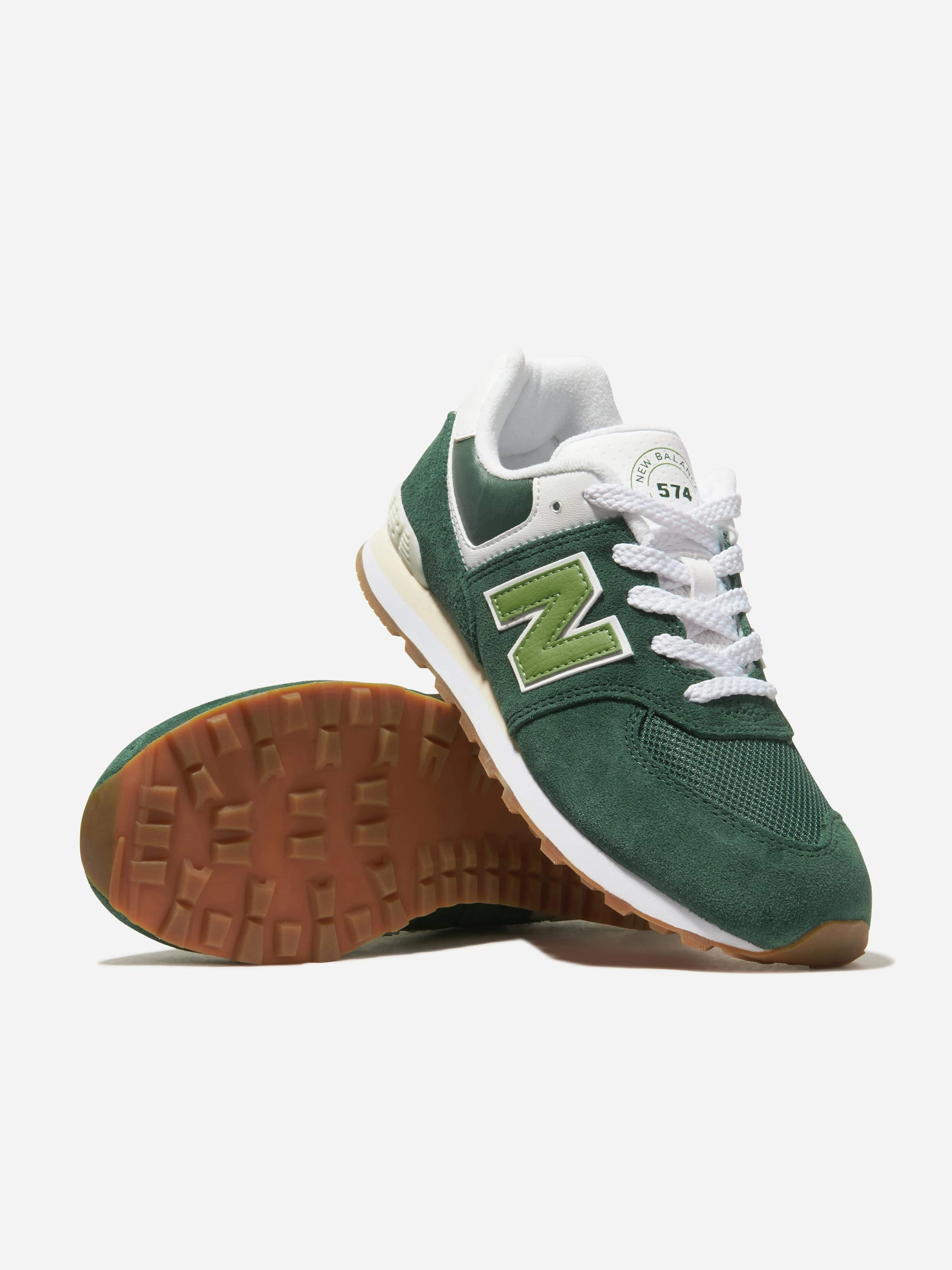 New Balance Kids 574 Logo Trainers in Green No-Fuss Design, Casual